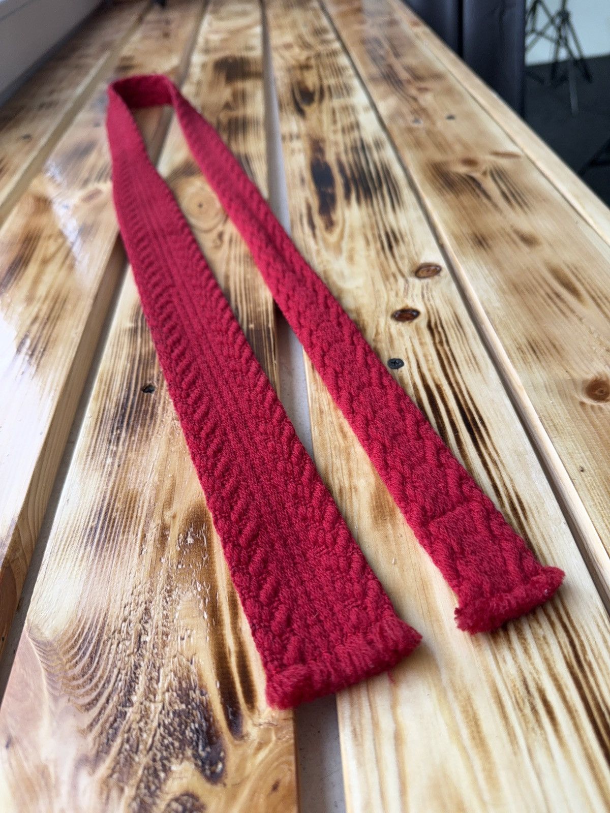 Japanese Brand Vintage 70s Archive Red Knit Wool Tie Ivy Preppy Classic Size ONE SIZE - 7 Thumbnail