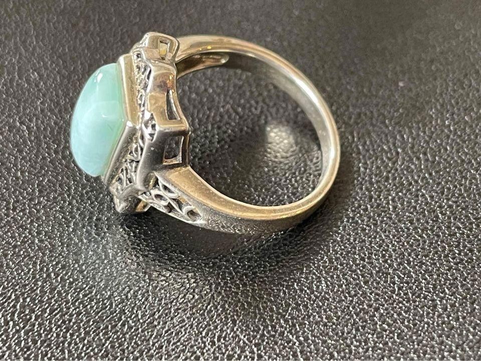 Designer Vintage Sterling Silver 925 Larimar Ring Size ONE SIZE - 7 Thumbnail