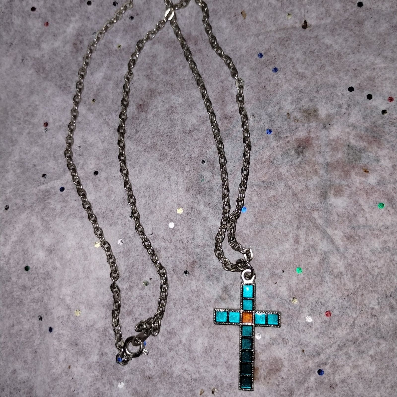Vintage Lovely vintage dainty blue cross necklace Size ONE SIZE - 1 Preview