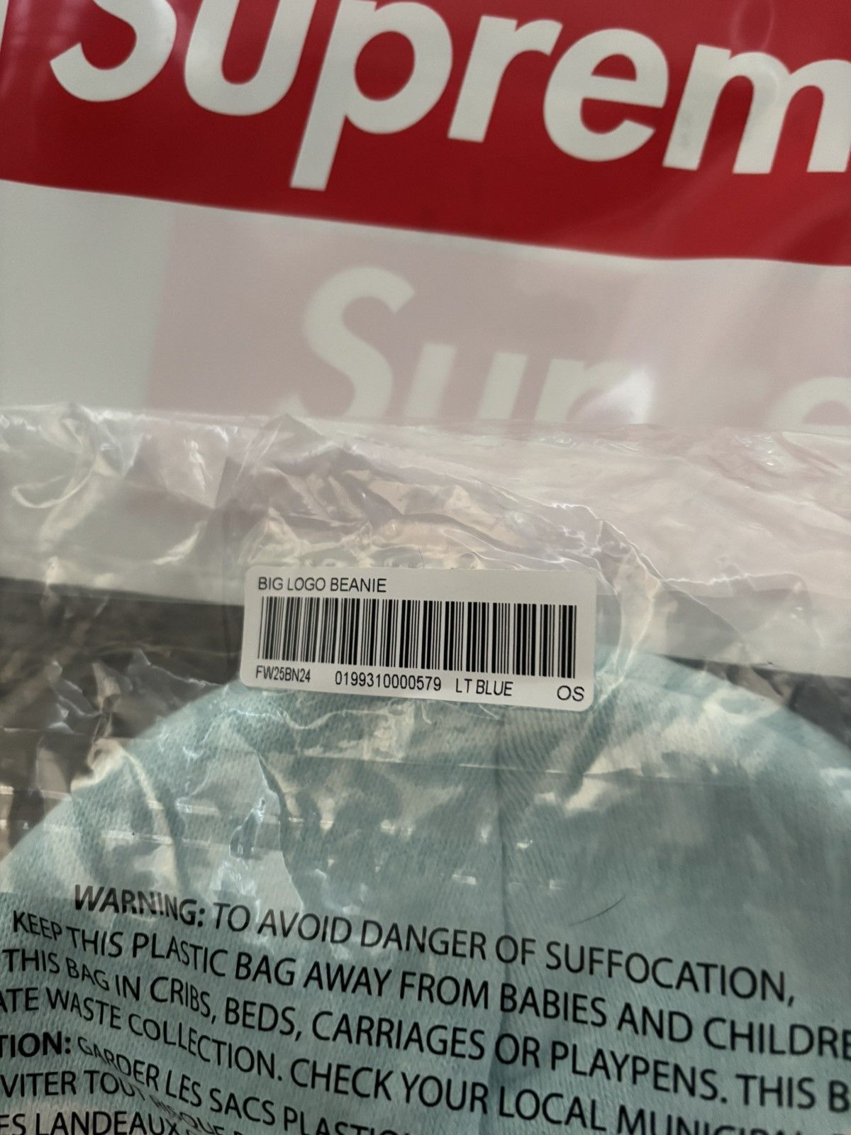 Supreme Supreme Big Logo Beanie (FW25) Light Blue Size ONE SIZE - 3 Thumbnail
