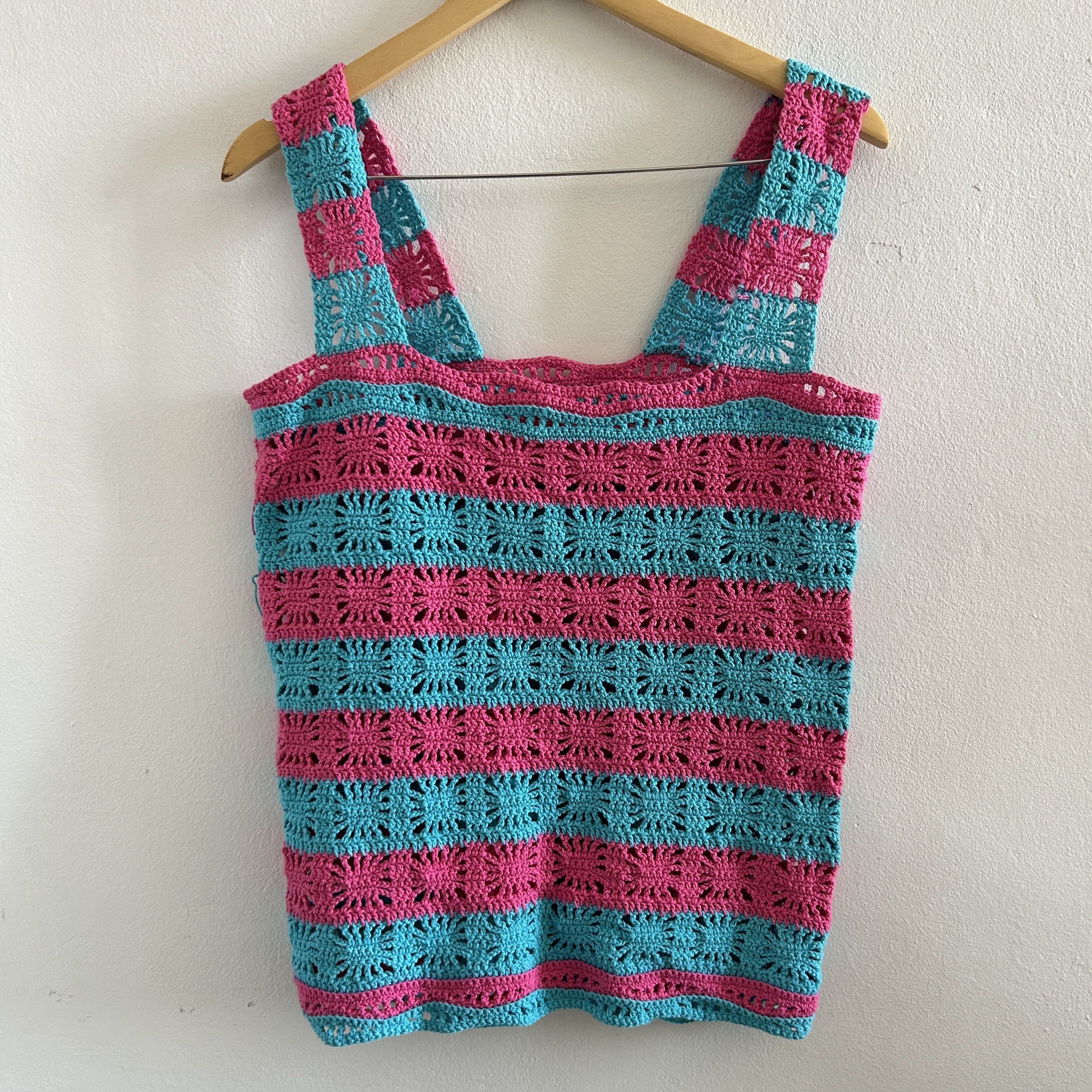 Vintage Vintage Boho Striped Crochet Tank Top Size M / US 6-8 / IT 42-44 - 8 Thumbnail