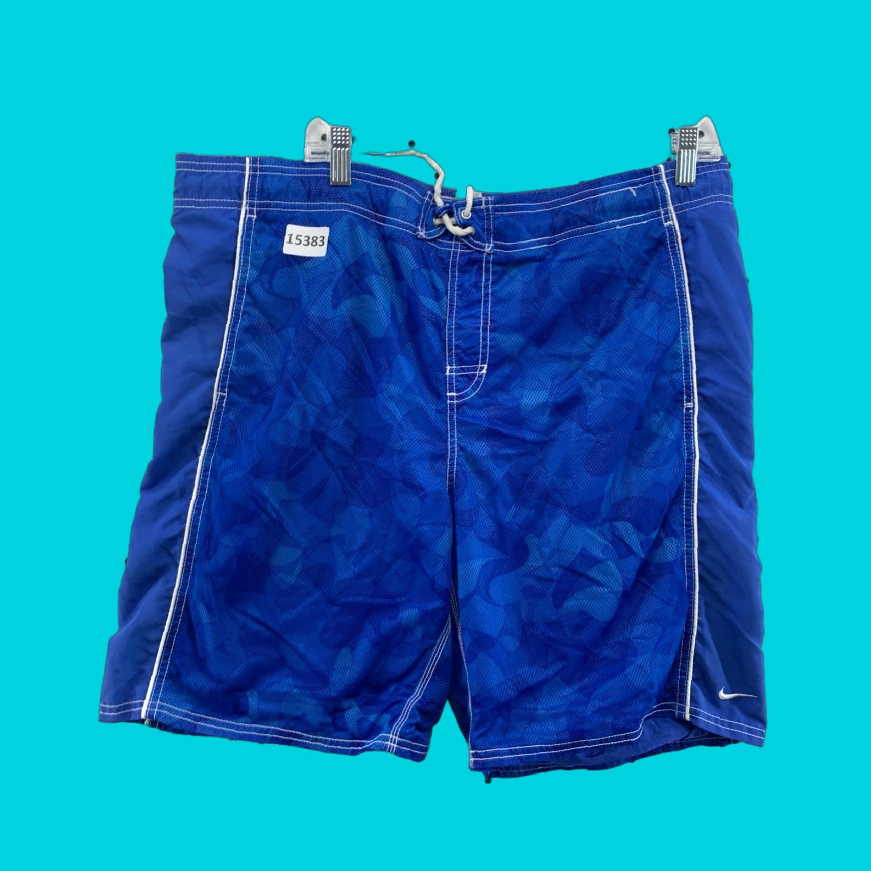 Nike VINTAGE Nike Swim Trunks Board Shorts Blue Embroidered Swoosh 38X9 Men Size US 38 / EU 54 - 1 Thumbnail