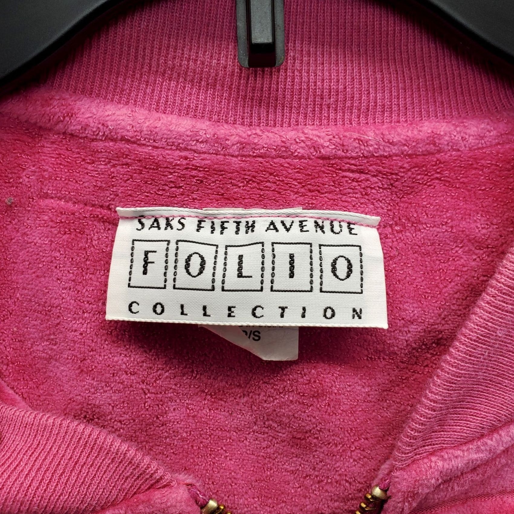 Saks Fifth Avenue Saks Fifth Avenue Folio Vest Womens PS Pink Velour Studded Sleeveless Full Zip Vest Size S / US 4 / IT 40 - 6 Thumbnail