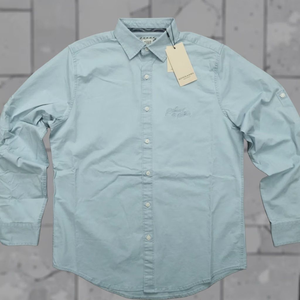 Scotch & Soda Scotch & Soda Shirt Button-Up Cotton Blue Size S Classic Fit Men’s Long Sleeve Solid Pattern Casual Workwear Bohemian London Vintage: No Size US S / EU 44-46 / 1 - 1 Thumbnail
