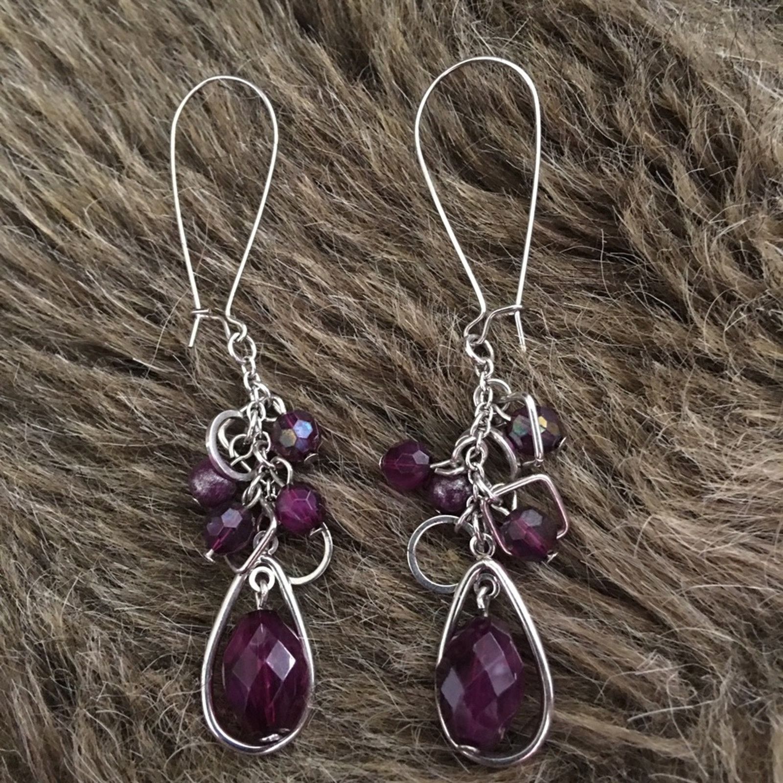 Jewelry Purple faceted bead silver tone ear wire earrings Size ONE SIZE - 3 Thumbnail