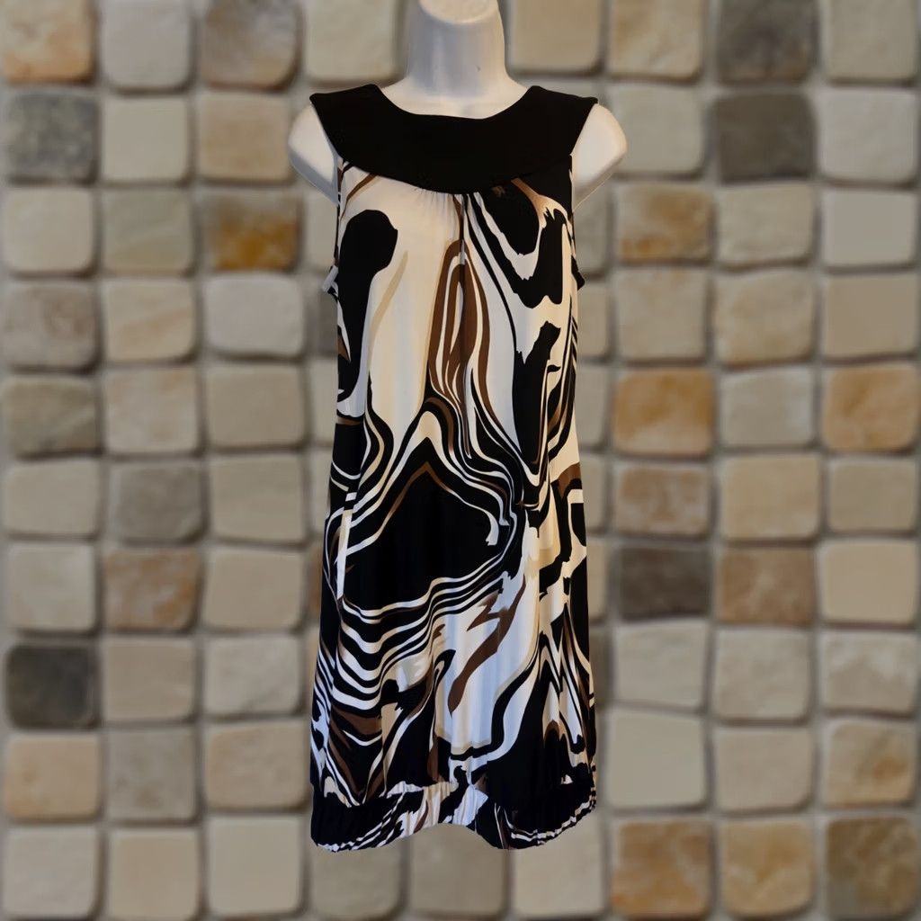 Vintage Cache Womens Sleeveless Geometric Dress Black/Multi Size 4 Above Knee Pockets Size S / US 4 / IT 40 - 1 Thumbnail