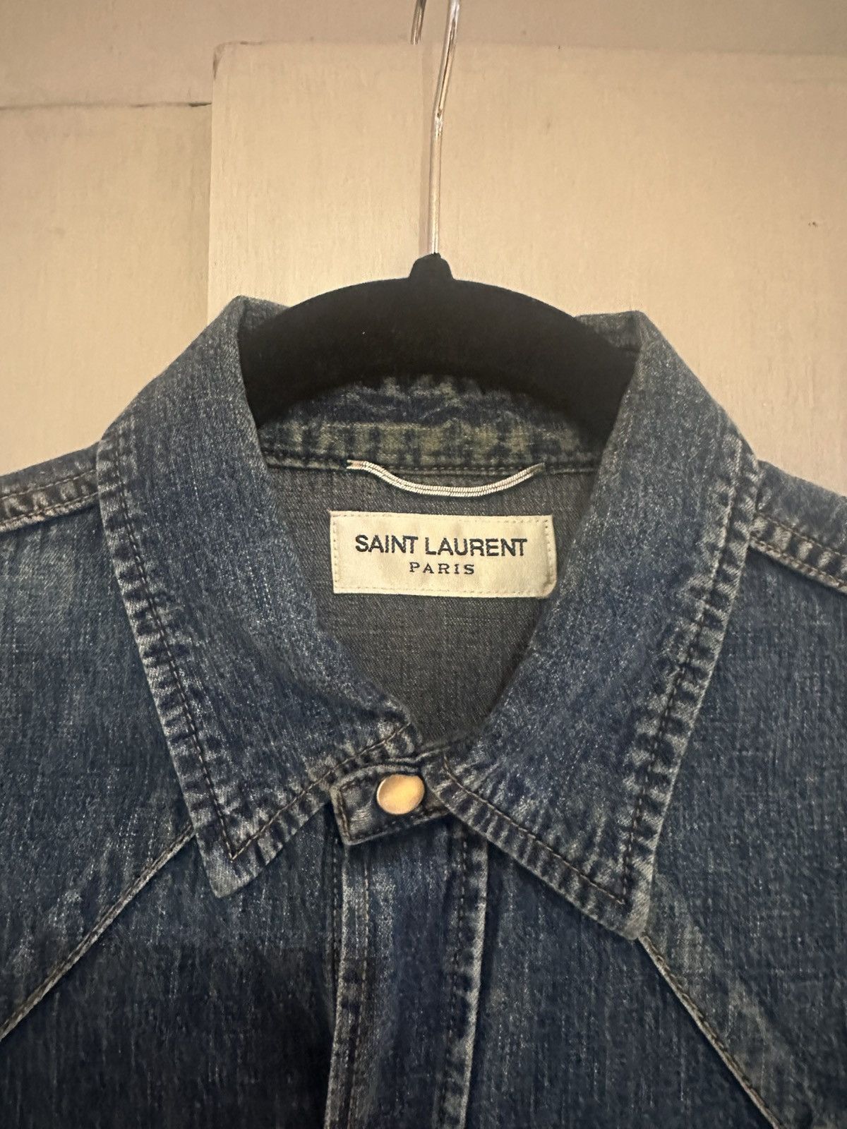 Saint Laurent Paris SS15 Denim Shirt Psych Rock XS Size US XS / EU 42 / 0 - 3 Thumbnail