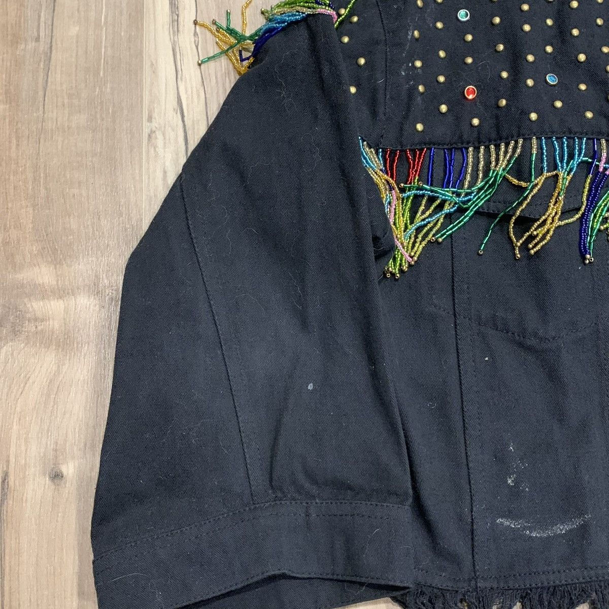 The Kooples THE KOOPLES Studded Fringed Denim Jacket Western cowgirl Size XS / US 0-2 / IT 36-38 - 3 Thumbnail