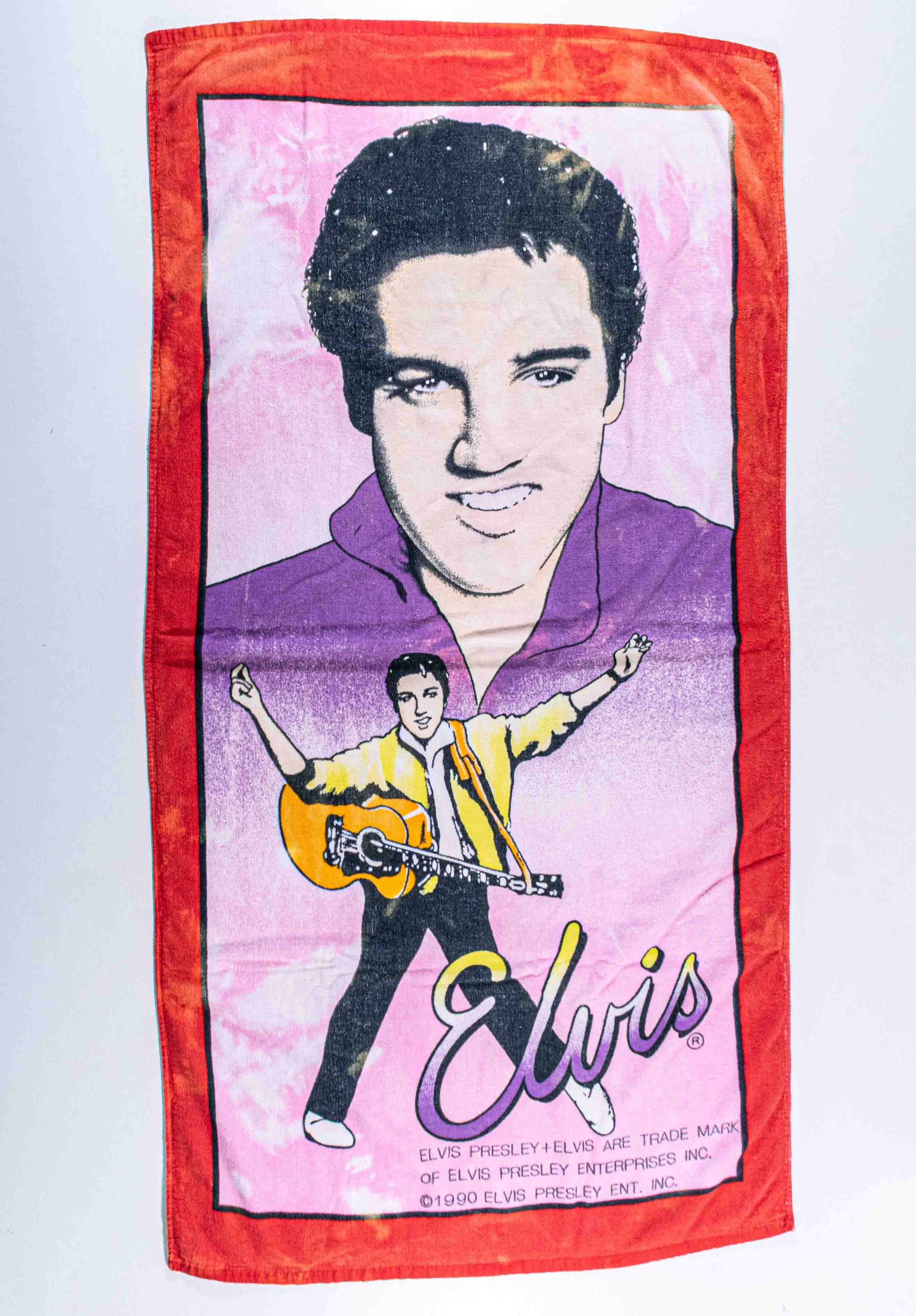Vintage VTG 1990 Elvis Presley Beach Towel The King of Rock N Roll 