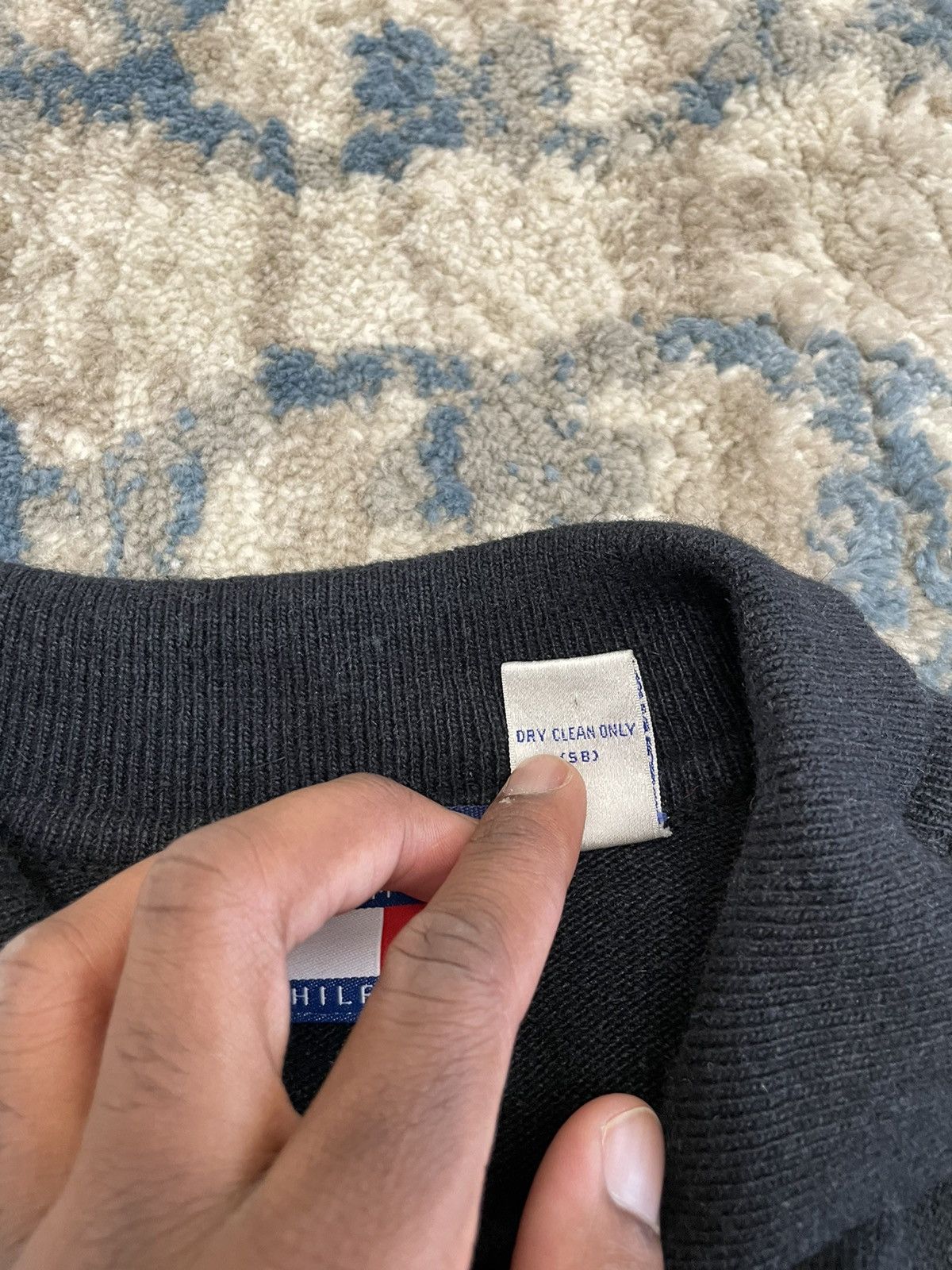 Vintage Vintage 80s 90s Knitted Black Polo Tommy Sweater Rugby Size US S / EU 44-46 / 1 - 4 Thumbnail