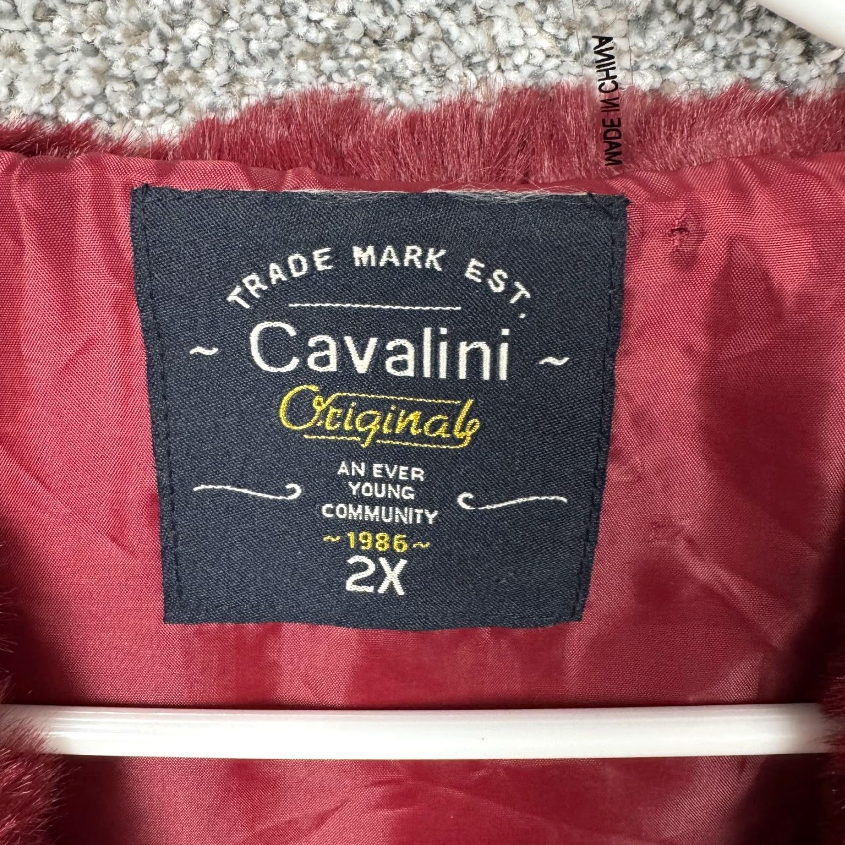 Vintage Cavalini Vest Womens 2X Red Faux Fur Quilted Lined Hook Eye Pockets Cozy Warm Size XXL / US 16-18 / IT 52-54 - 6 Thumbnail