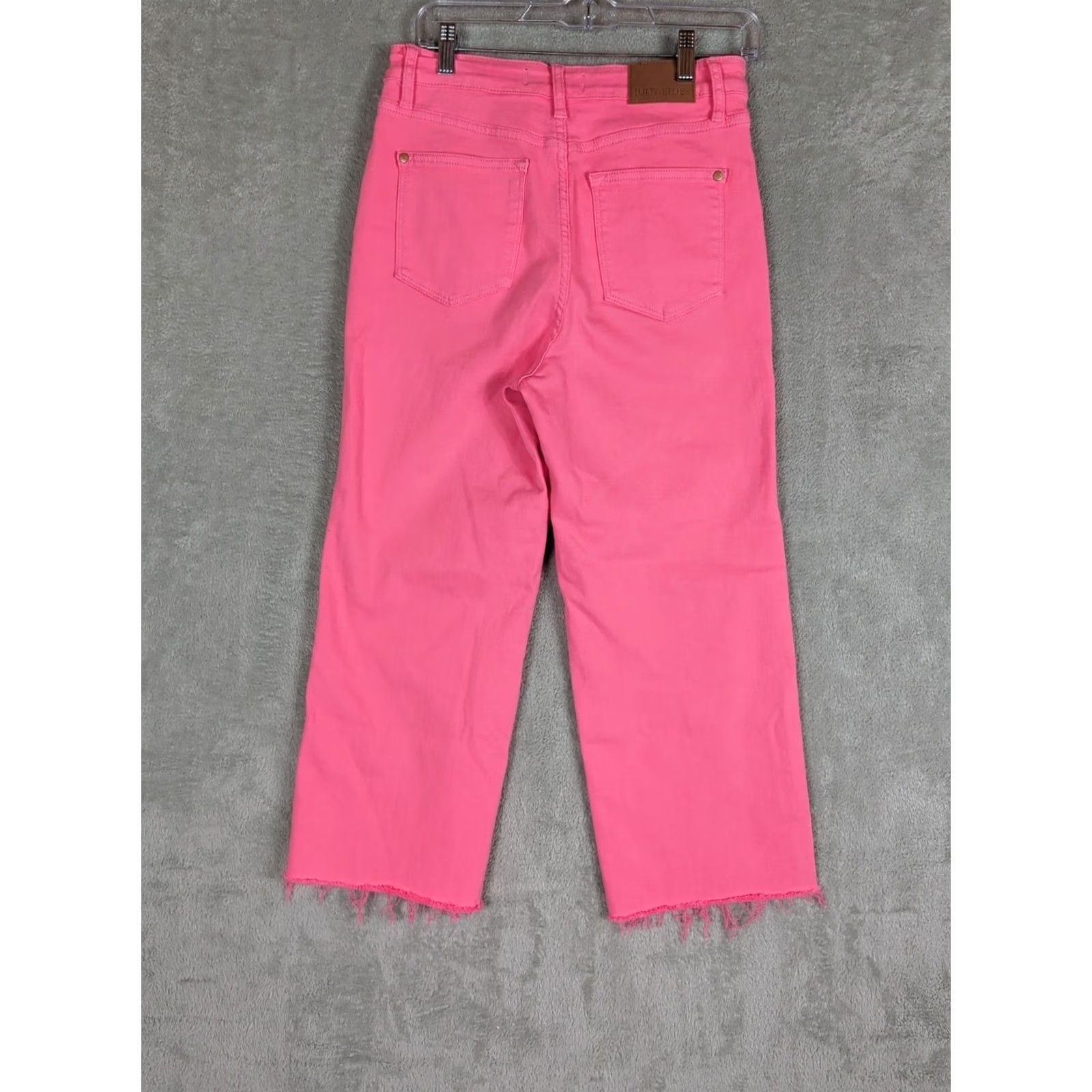 Vintage Judy Blue Jeans Pink Rose High Rise Wide Leg Crop 7/28 Raw Hem Control Top Womens Size M / US 6-8 / IT 42-44 - 5 Thumbnail