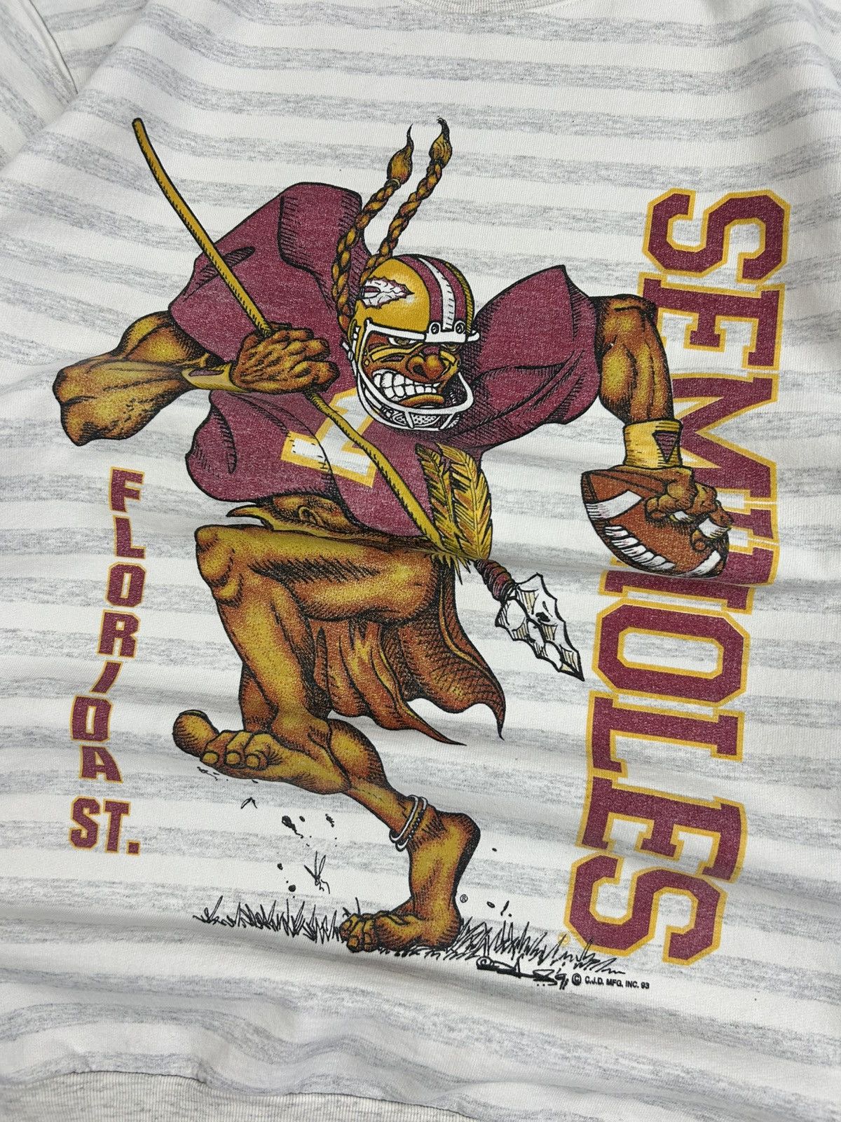 Vintage Vintage 1993 FSU SEMINOLES Striped Gray Sweatshirt Rare USA Size US L / EU 52-54 / 3 - 5 Thumbnail