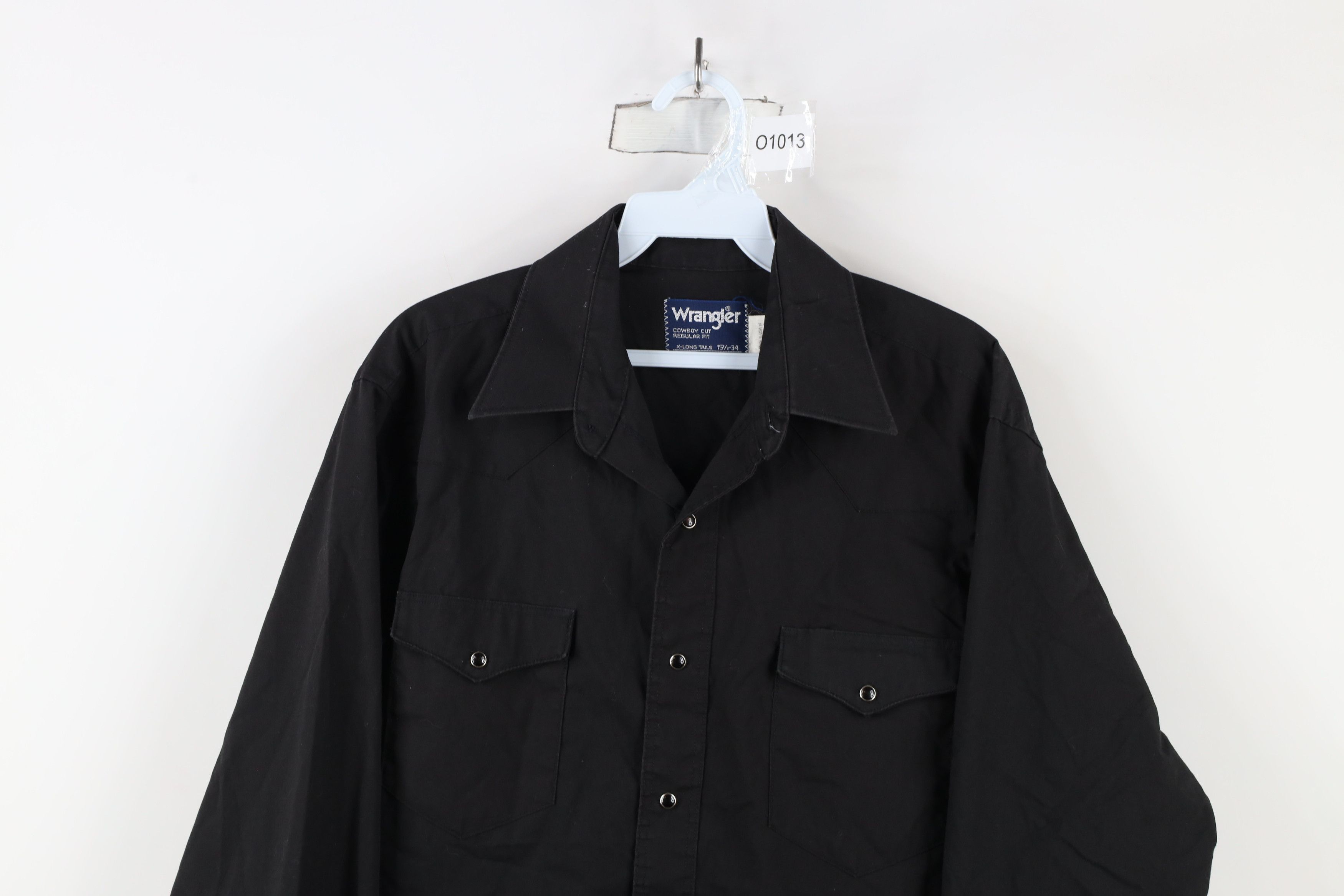 Vintage × Wrangler Vintage 90s Wrangler Western Snap Button Shirt Black USA Size US M / EU 48-50 / 2 - 2 Thumbnail