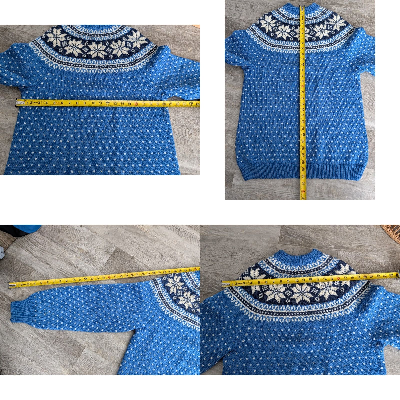 Vintage VINTAGE Hand Knit Sweater Mens Blue Holiday Christmas Grandpa Sz M Pullover Knit Size US M / EU 48-50 / 2 - 8 Thumbnail
