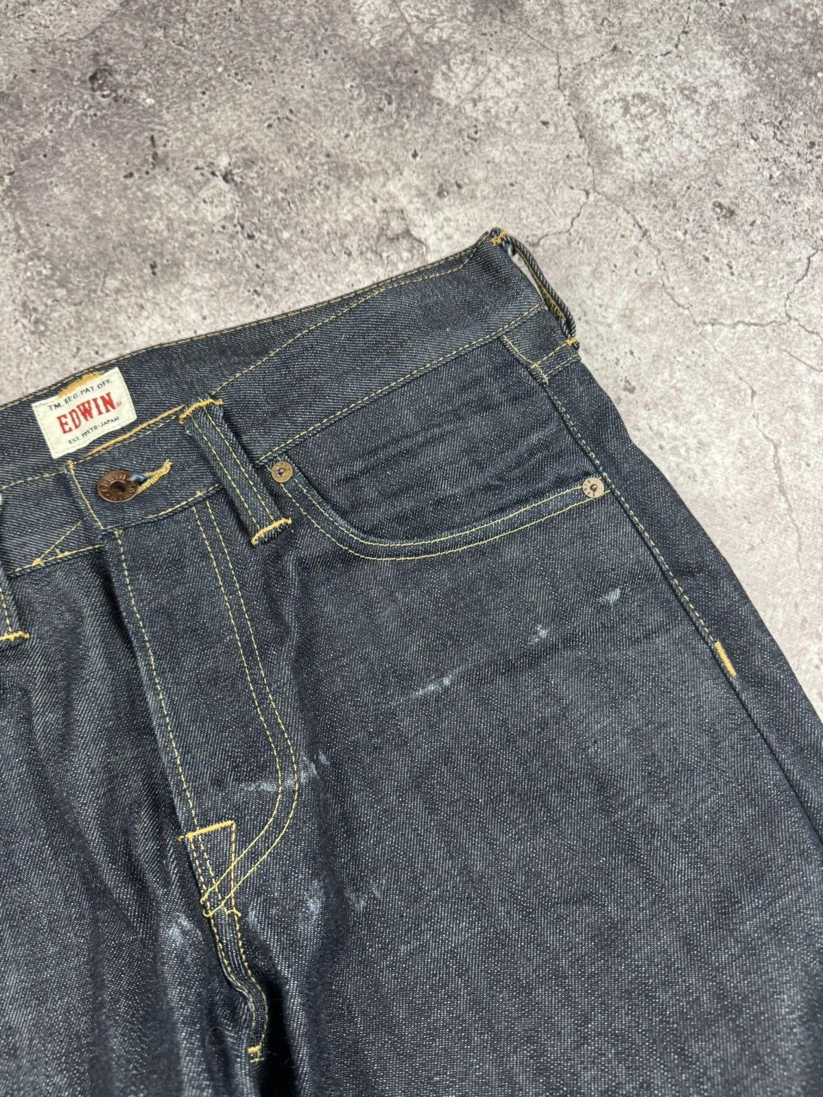 Edwin VINTAGE EDWIN WASHED DISTRESSED BAGGY SELVEDGE JAPANESSE Size US 30 / EU 46 - 6 Thumbnail