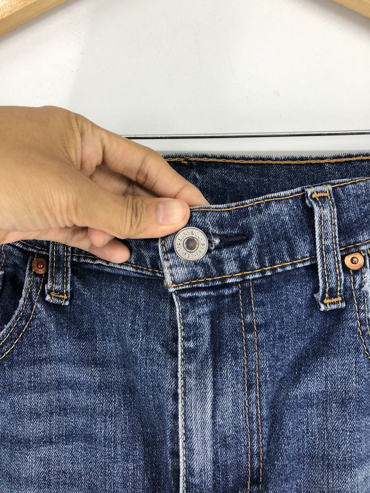 Levi's Vintage Levis 511 Patchwork Distressed Faded Blue Jeans Size US 34 / EU 50 - 6 Thumbnail