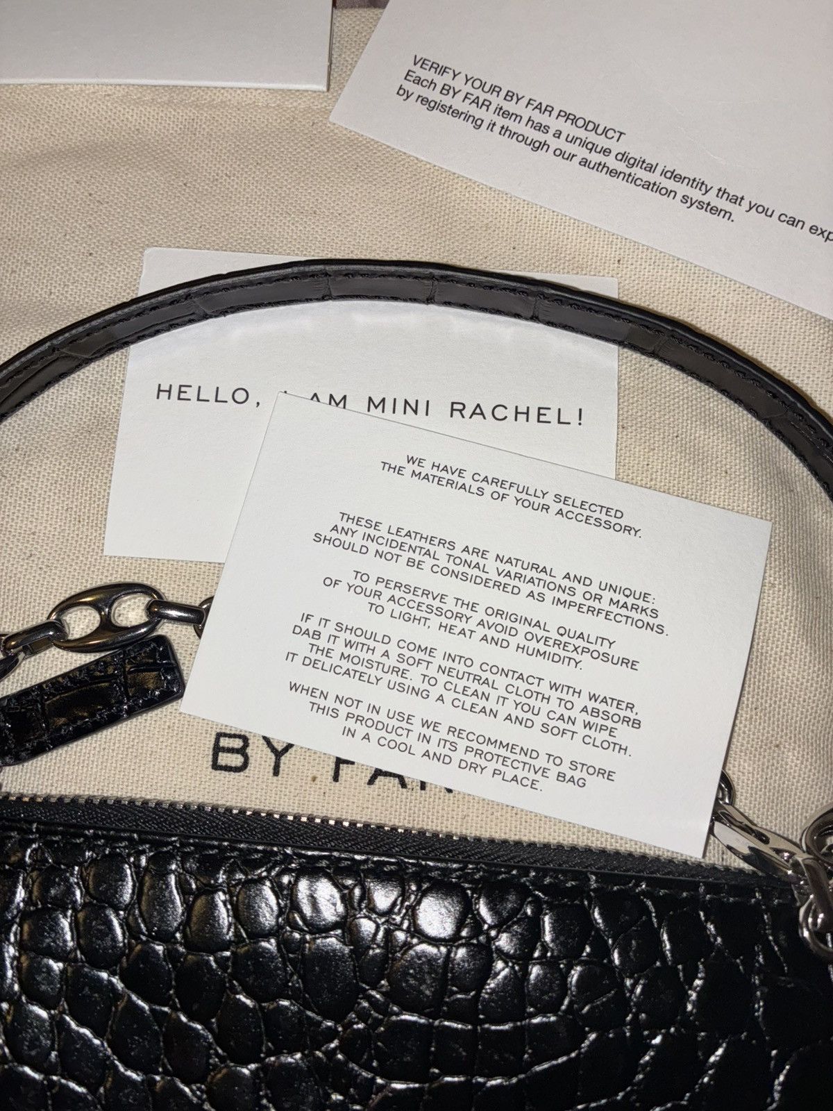 By Far Mini Rachel Croc Embossed Leather Bag Size ONE SIZE - 3 Thumbnail