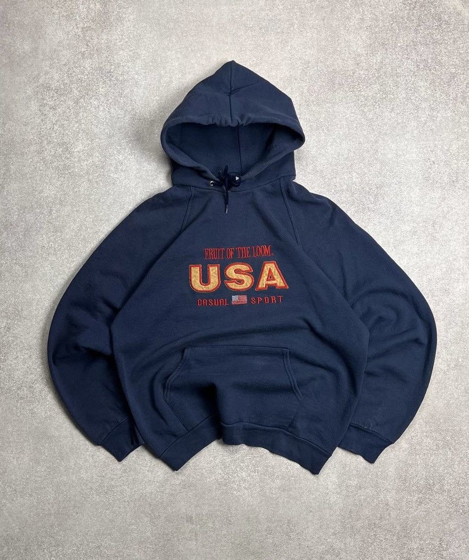 Vintage Vintage USA Fruit Of The Loom Boxy Hoodie Y2K L Size US L / EU 52-54 / 3 - 1 Thumbnail