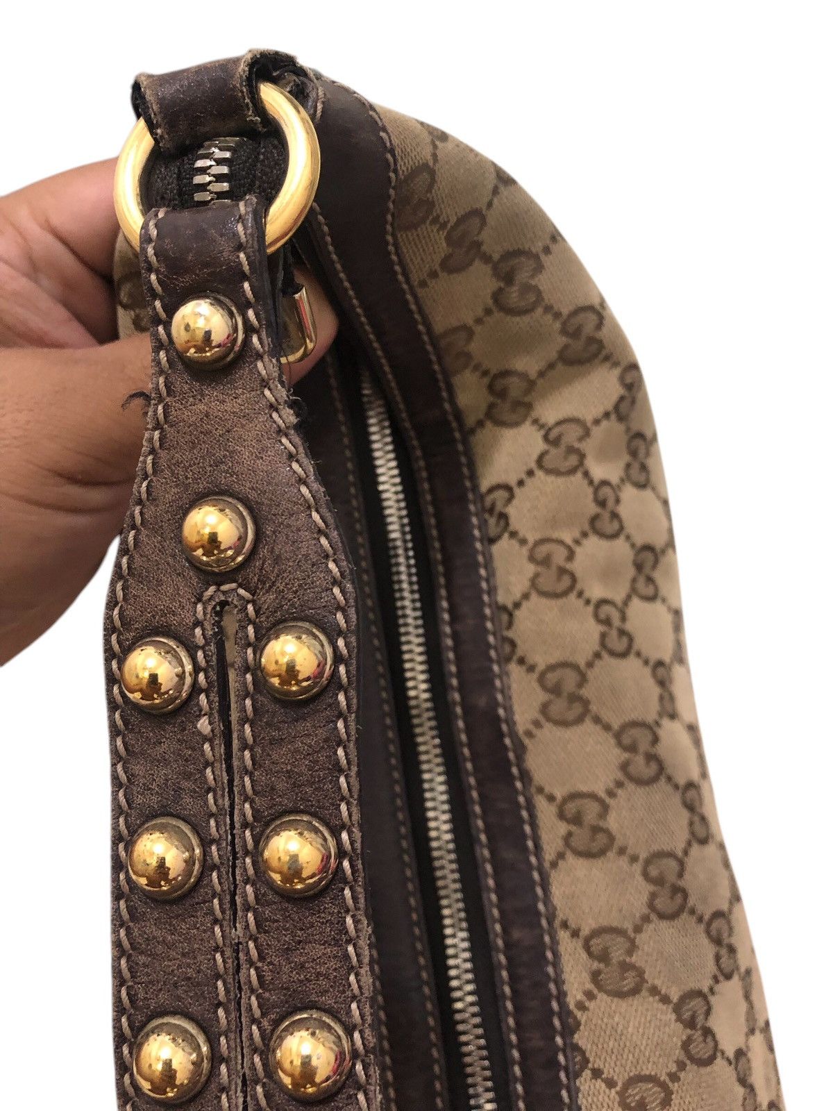Gucci Gucci Monogram Biba Hobo Dark Brown Shoulder Bag Size ONE SIZE - 16 Thumbnail