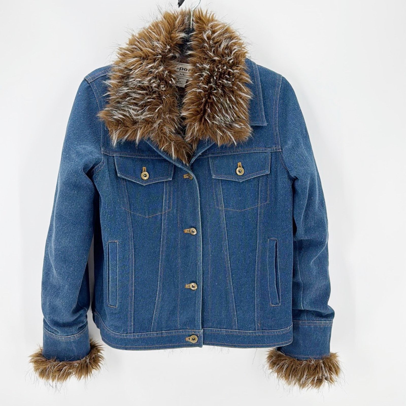 Vintage Regent Park Vintage Faux Fur denim trucker jacket sz M 90s Size M / US 6-8 / IT 42-44 - 1 Thumbnail