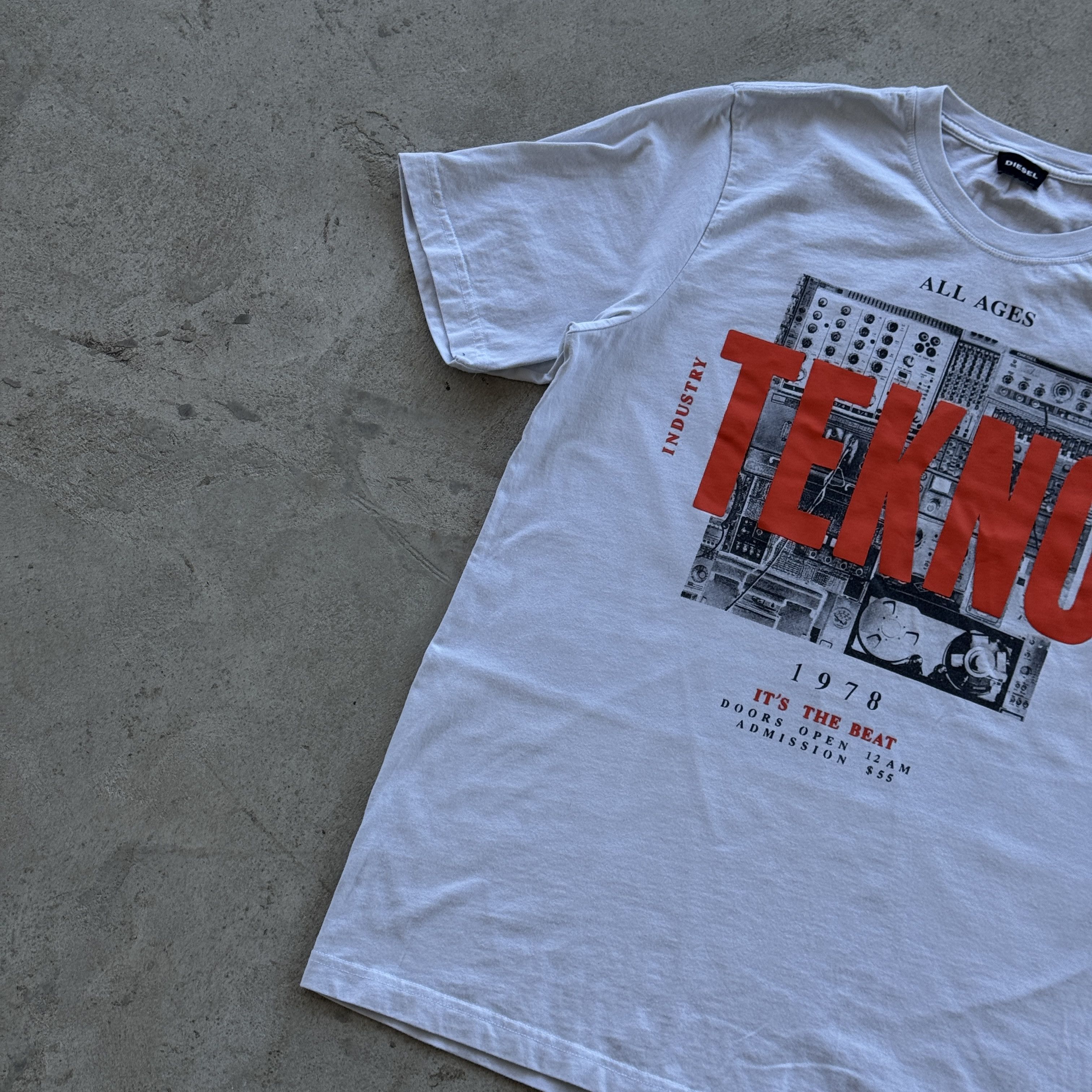 Diesel Vintage Diesel Tekno Music Rave White Graphic Tee Size US L / EU 52-54 / 3 - 3 Thumbnail