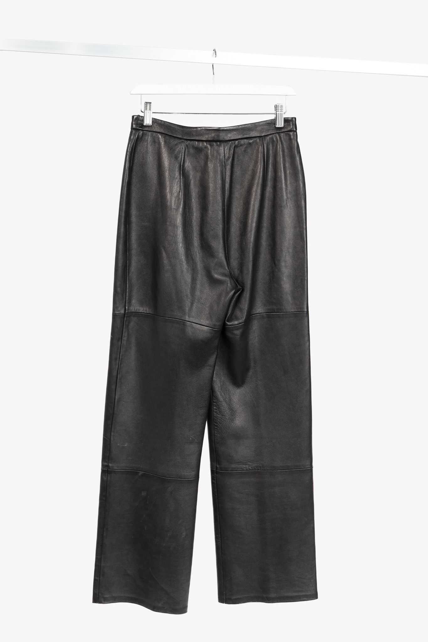 Max Mara Max Mara Black Leather Straight-Leg Pants Size 30" / US 8 / IT 44 - 2 Thumbnail