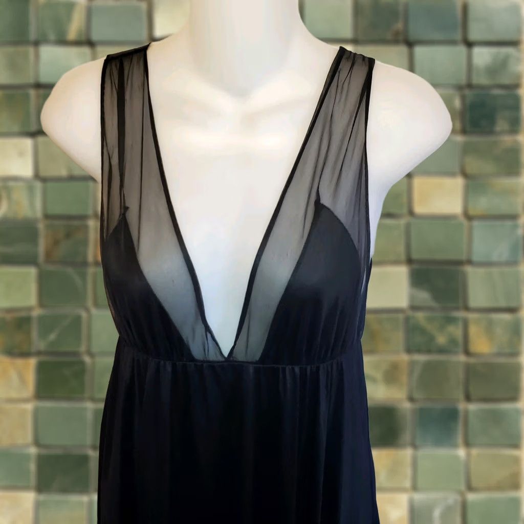 Vintage Vintage Rare Sz Sm Sexy Maxi Black Slip Dress Witchy Whimsy Goth Size S / US 4 / IT 40 - 1 Thumbnail