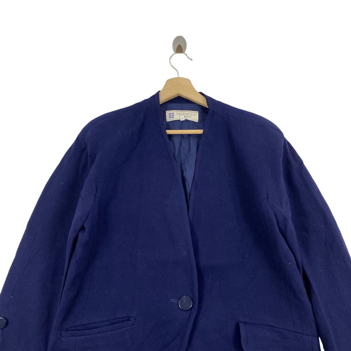 Givenchy Vintage 80s GIVENCHY GLAMOUR French Designer Blue Coat Size US M / EU 48-50 / 2 - 2 Thumbnail