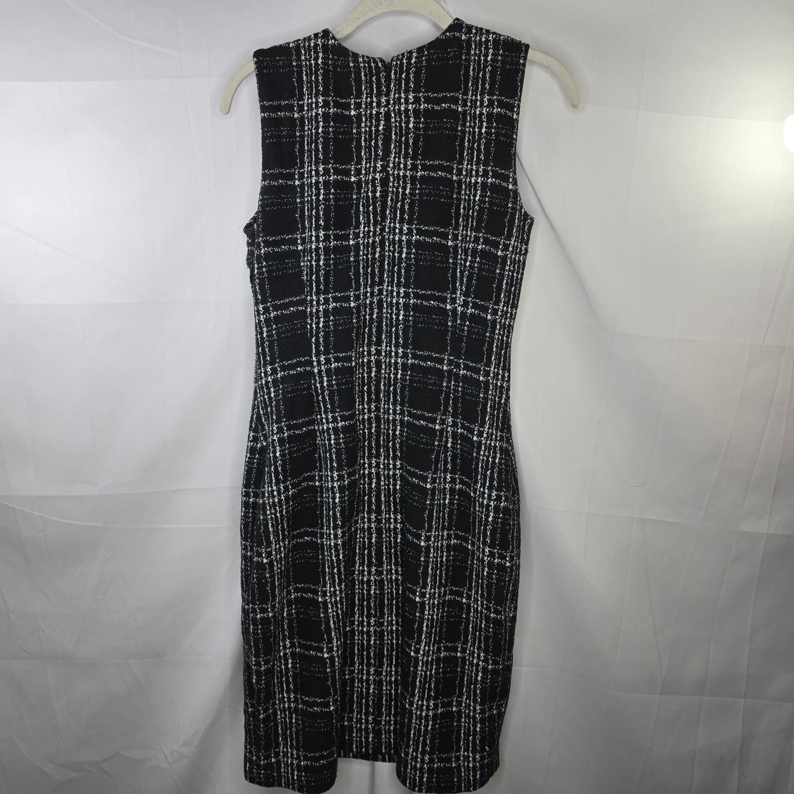 Calvin Klein Calvin Klein Black Plaid Tweed Sheath Dress Lined Size 4 Size S / US 4 / IT 40 - 6 Thumbnail