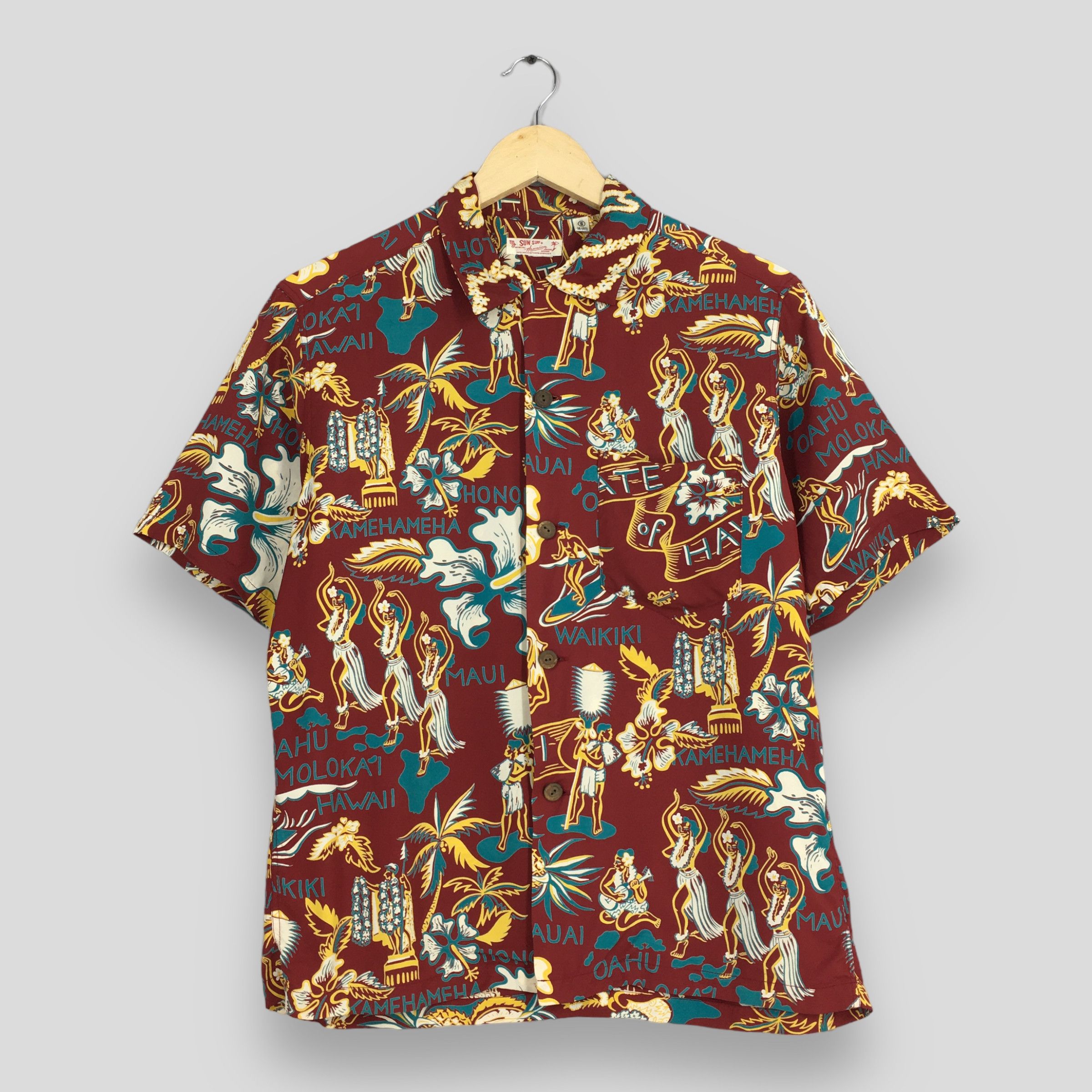 Sun Surf × Toyo Enterprises Vintage Sun Surf Hula Girl Ukulele Hawaii Rayon Shirt Small Size US S / EU 44-46 / 1 - 1 Thumbnail