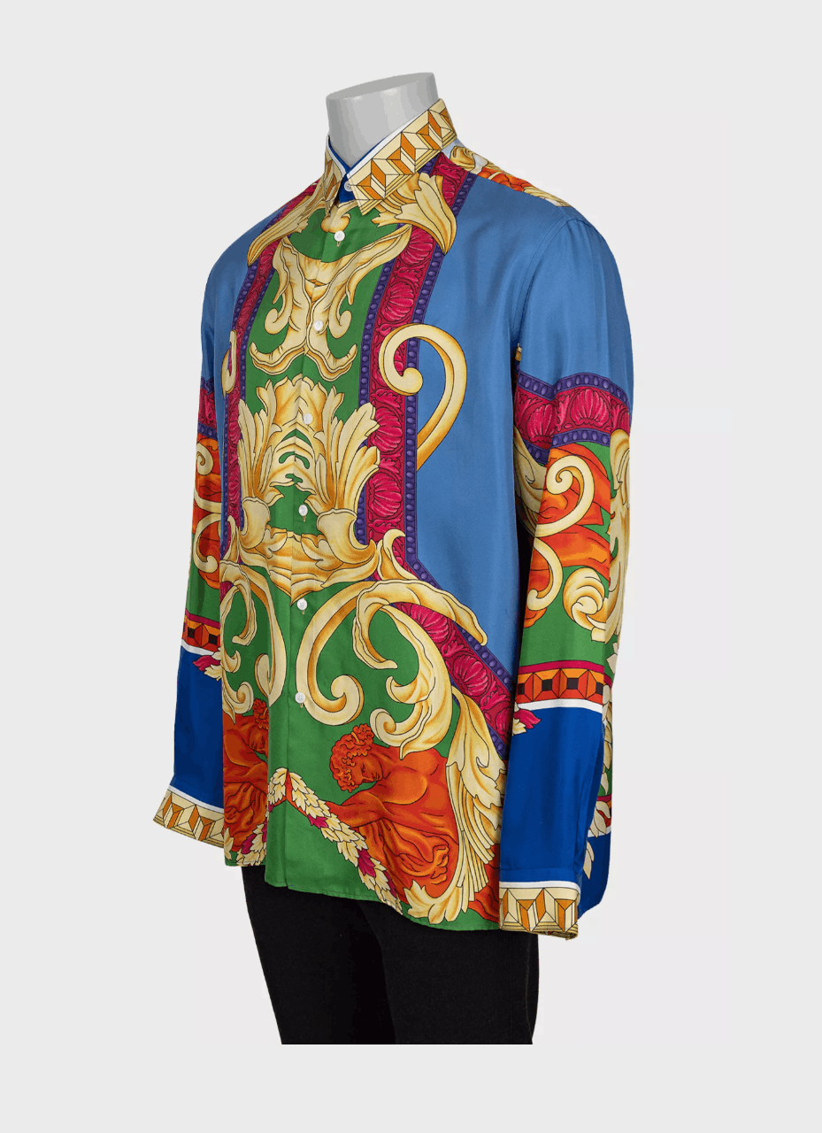 Versace Versace Men’s Silk Shirt Bright Print Size XL 100% Silk Size US XL / EU 56 / 4 - 2 Thumbnail