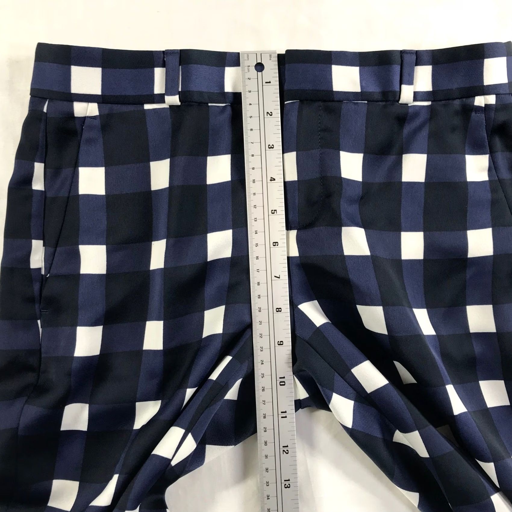 Banana Republic Banana Republic Avery Pants Petite 2 Slim Navy Blue White Gingham Check Ankle Size 26" / US 2 / IT 38 - 3 Thumbnail