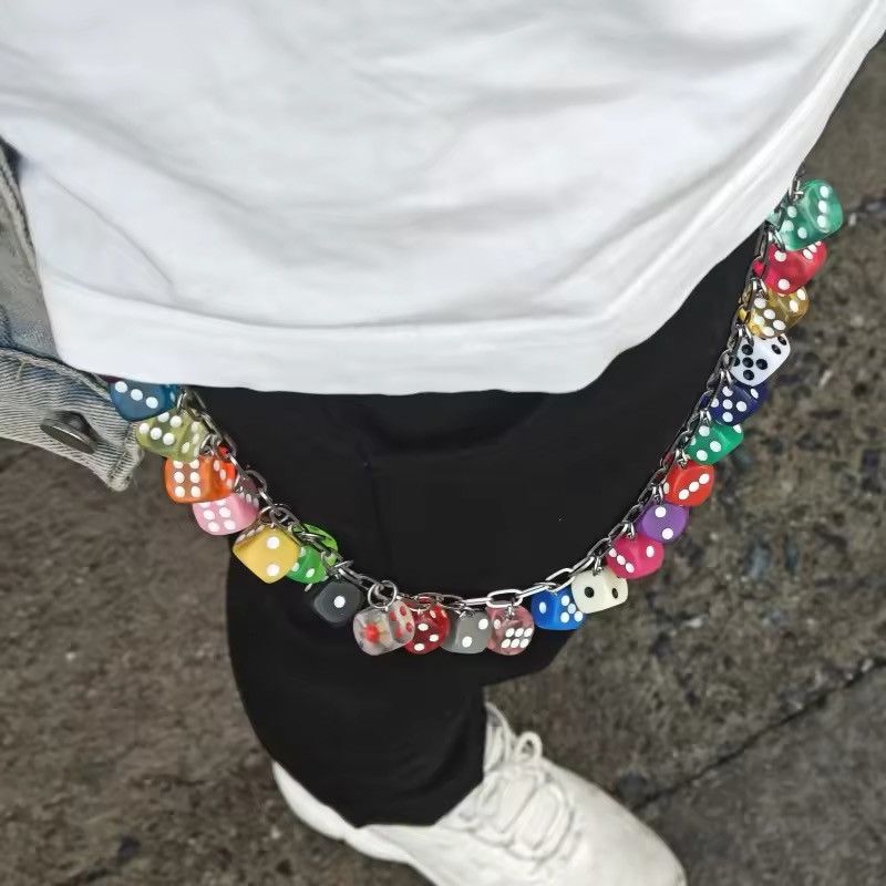 Jewelry Lucky Colorful Dice Pants Chain Size ONE SIZE - 1 Thumbnail