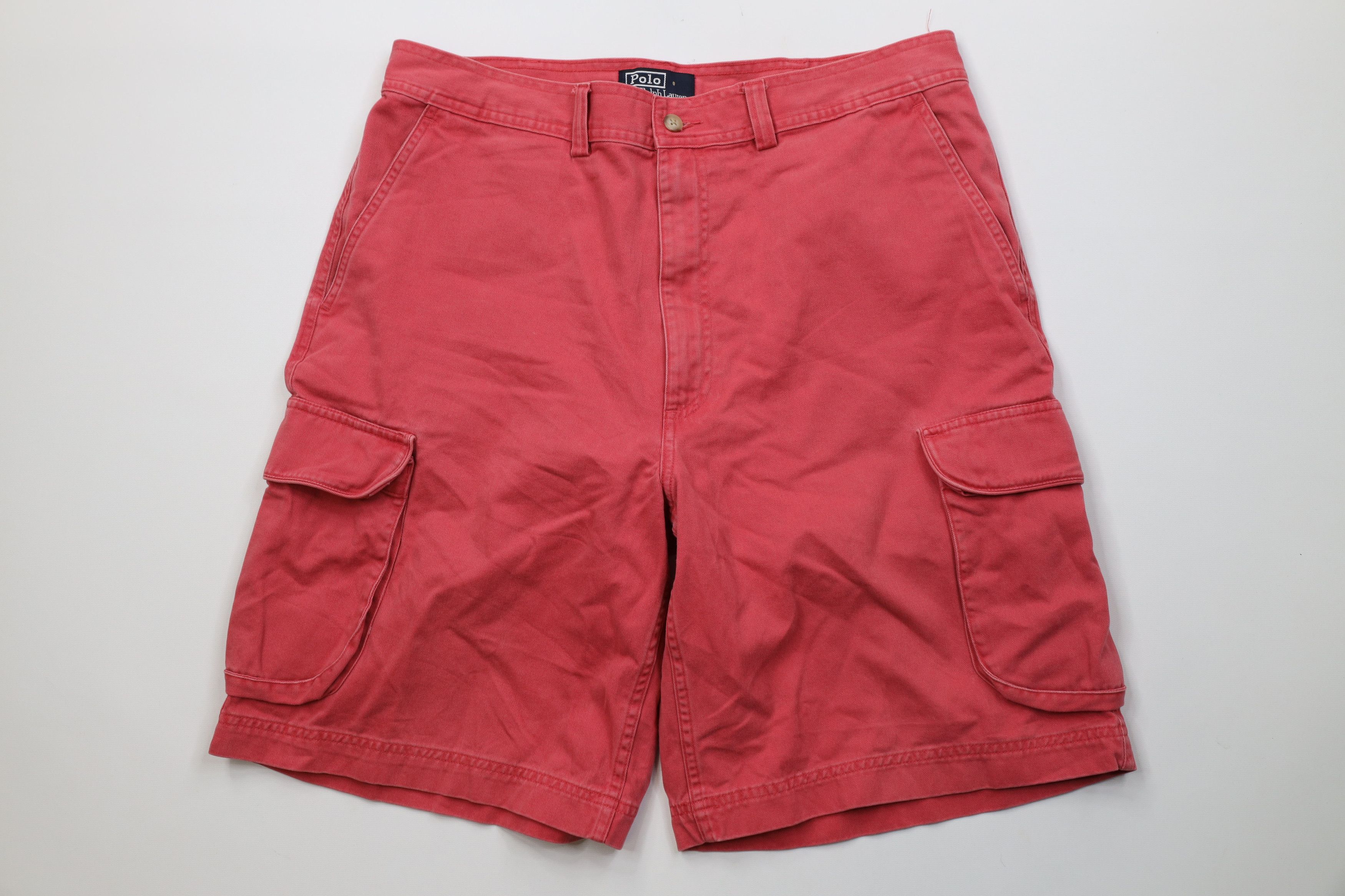 Vintage 90s Ralph Lauren Cargo Shorts Red Cotton Chinos