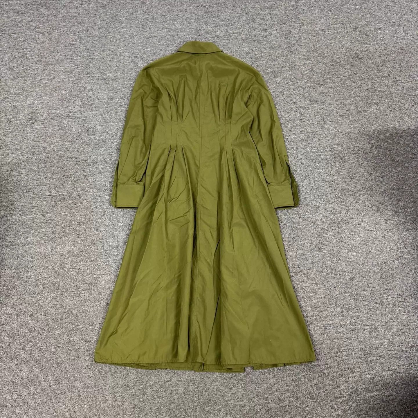 Max Mara Max Mara Olive Green Pleated Shirtdress 36 Long Midi 99 New Size S / US 4 / IT 40 - 2 Thumbnail