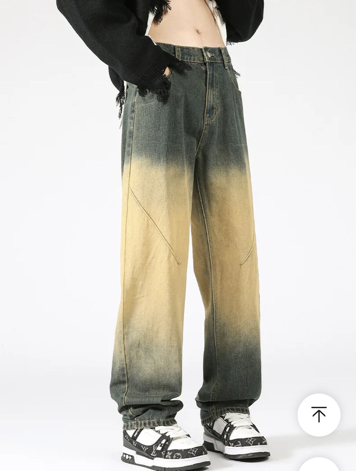 Denime × Japanese Brand Washed Old Jeans Men's Design Loose Tide Straight Pants Size US 31 - 7 Thumbnail