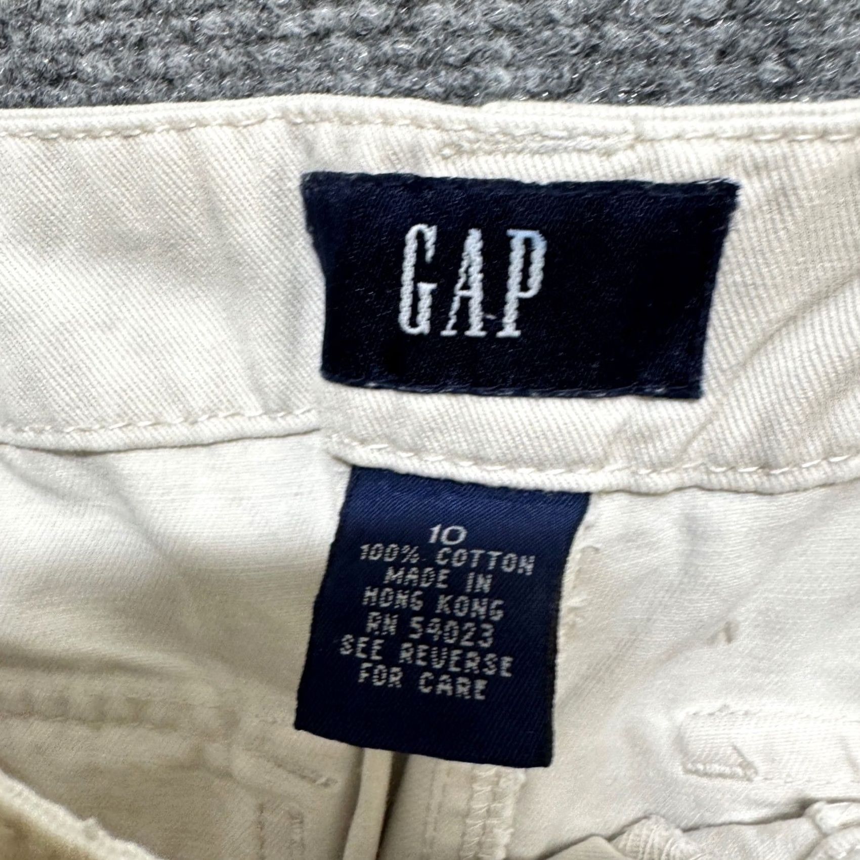 Gap VINTAGE GAP Pants Women's Size 10 Cream White Straight Leg Cotton 90s Khaki Pants Womens Size 32" / US 10 / IT 46 - 3 Thumbnail