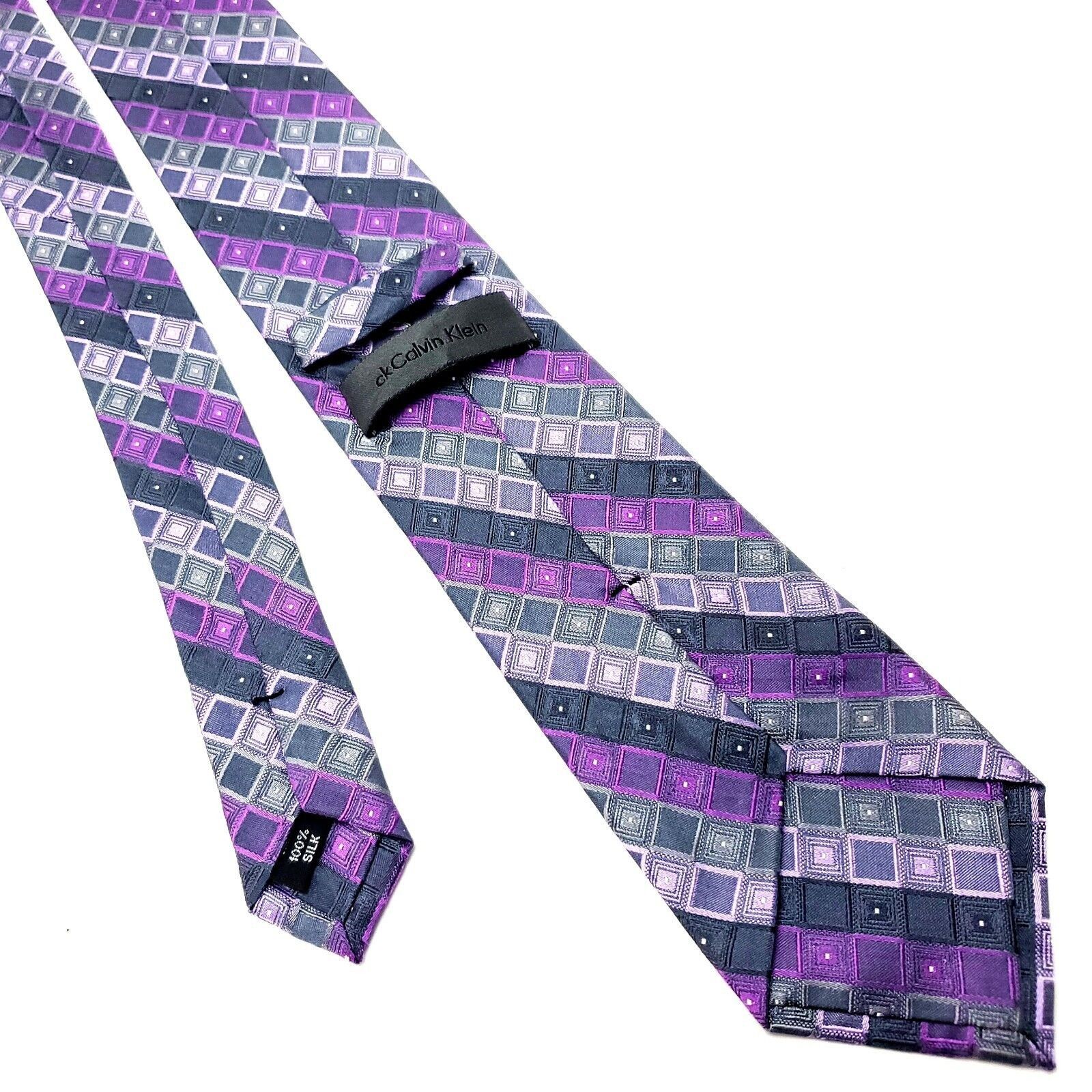 Calvin Klein Calvin Klein Multi Colored Silk Tie Woven Skinny Check Strip Size ONE SIZE - 3 Thumbnail