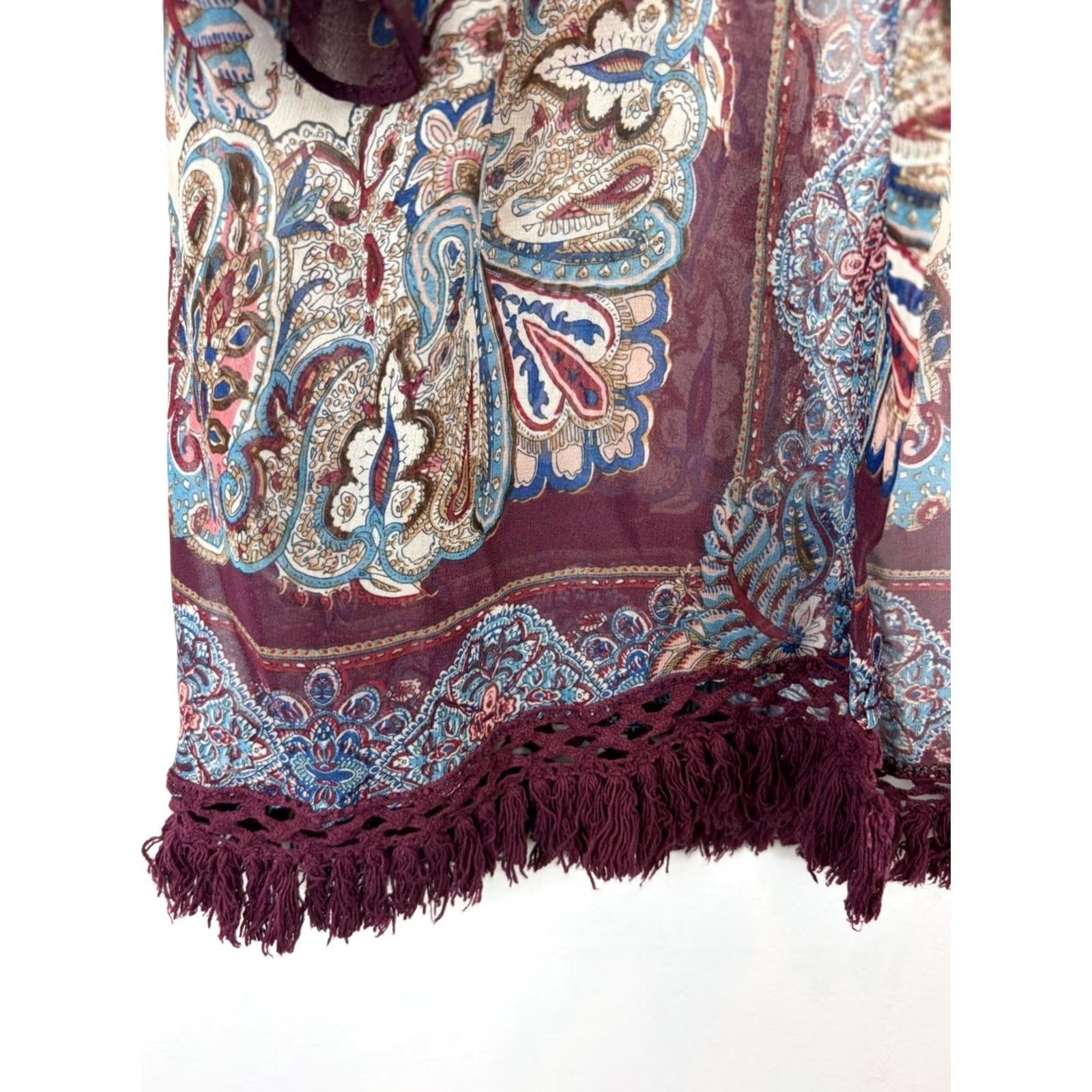 Layer 8 UMGEE Burgundy Floral Kimono Womens S Kimono Lightweight Open Boho Casual Color Red Size S / US 4 / IT 40 - 8 Thumbnail
