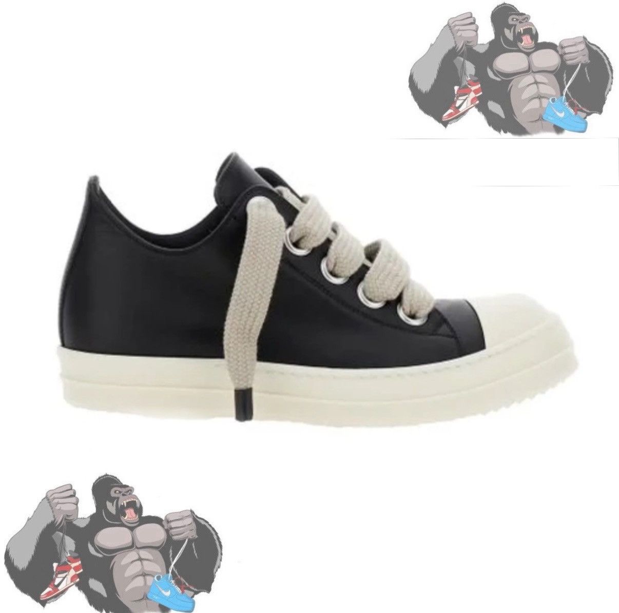 Rick Owens Rick Owens Ramone Low Jumbo Lace Black/Milk Size US 9 / EU 42 - 1 Thumbnail