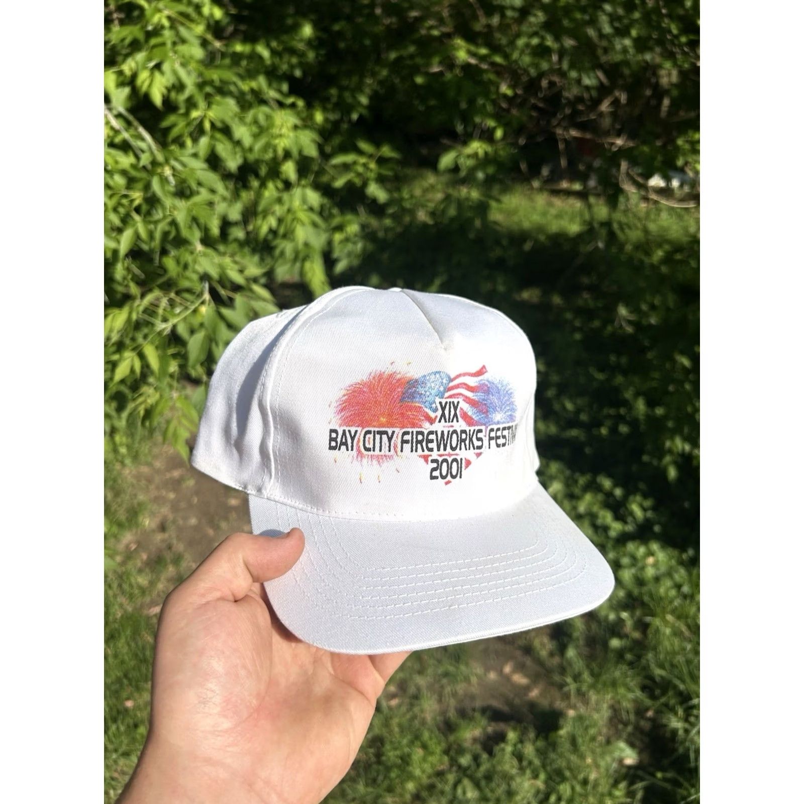 Vintage VINTAGE SnapBack Hat Bay City Michigan fireworks fest 4th of July USA Adjustable White Mens Snapback Size ONE SIZE - 2 Thumbnail