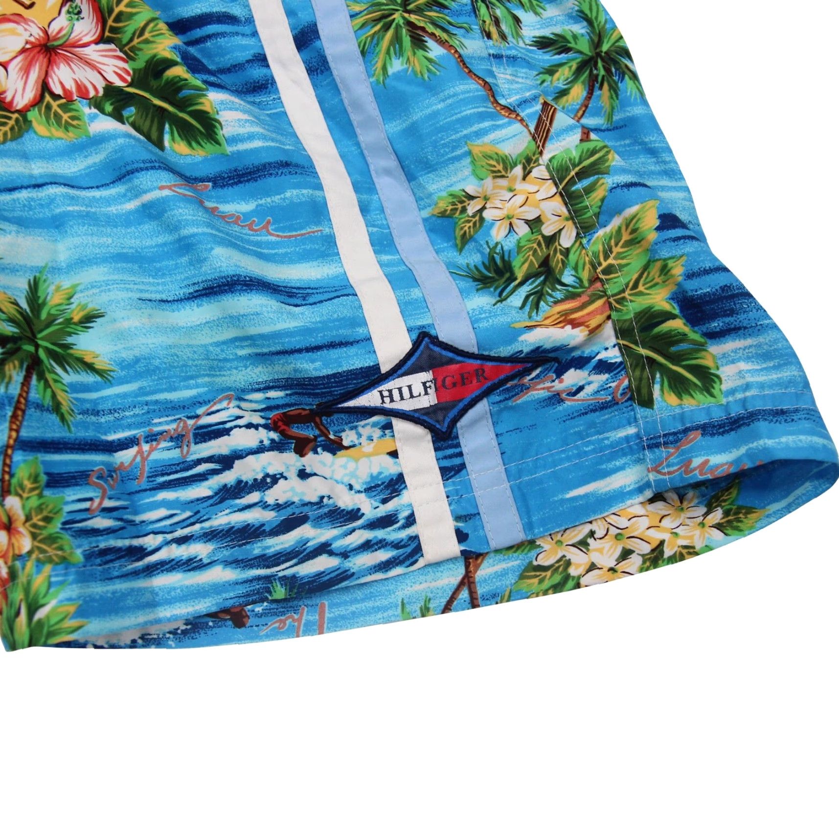 Tommy Hilfiger Tommy Hilfiger Mens Small Allover Tropical Print Swim Trunks Blue Size US 29 - 3 Thumbnail