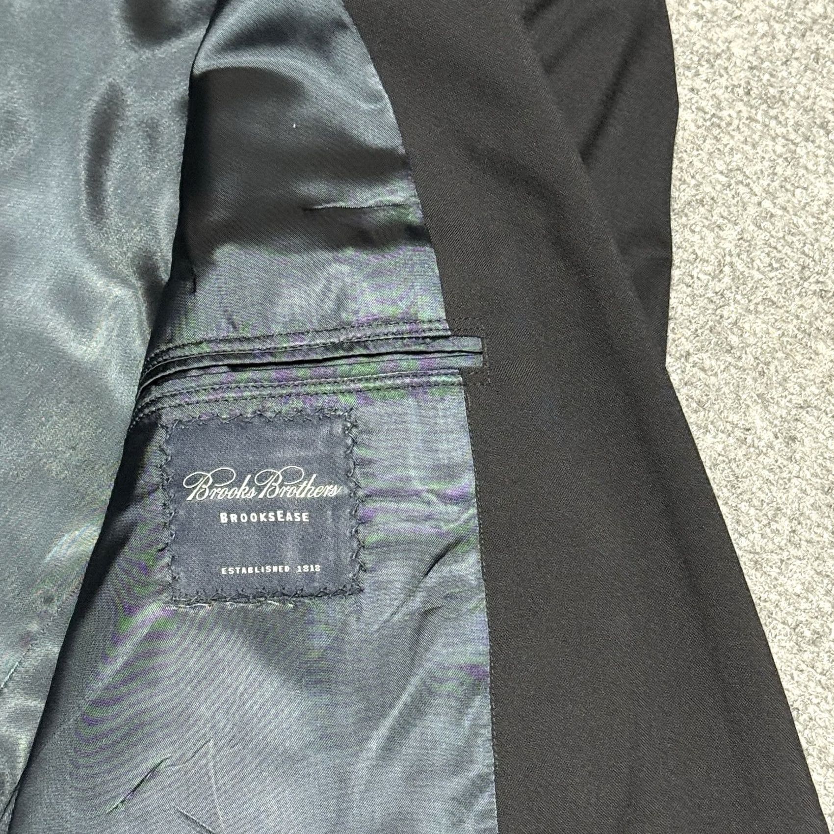 Brooks Brothers Brooks Brothers Blazer Jacket Mens 43L Black Brooksease 100% Wool Sport Coat Size 46R - 3 Thumbnail