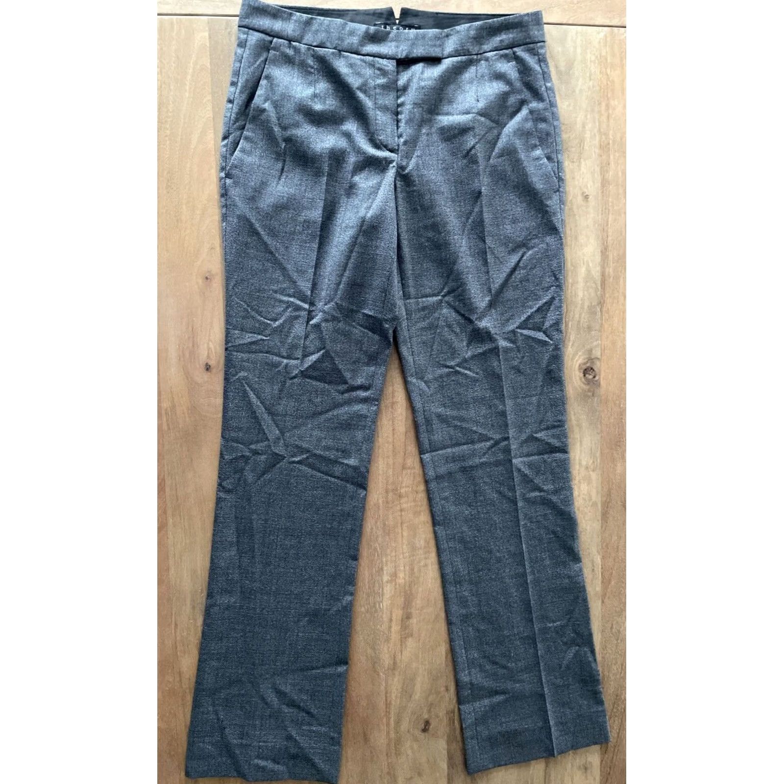 Theory Theory Pants Wool 100% Lightweight Gray 30x31 Straight Dress Pants Womens Regular 4 Modern City USA Professional Size 27" / US 4 / IT 40 - 2 Thumbnail