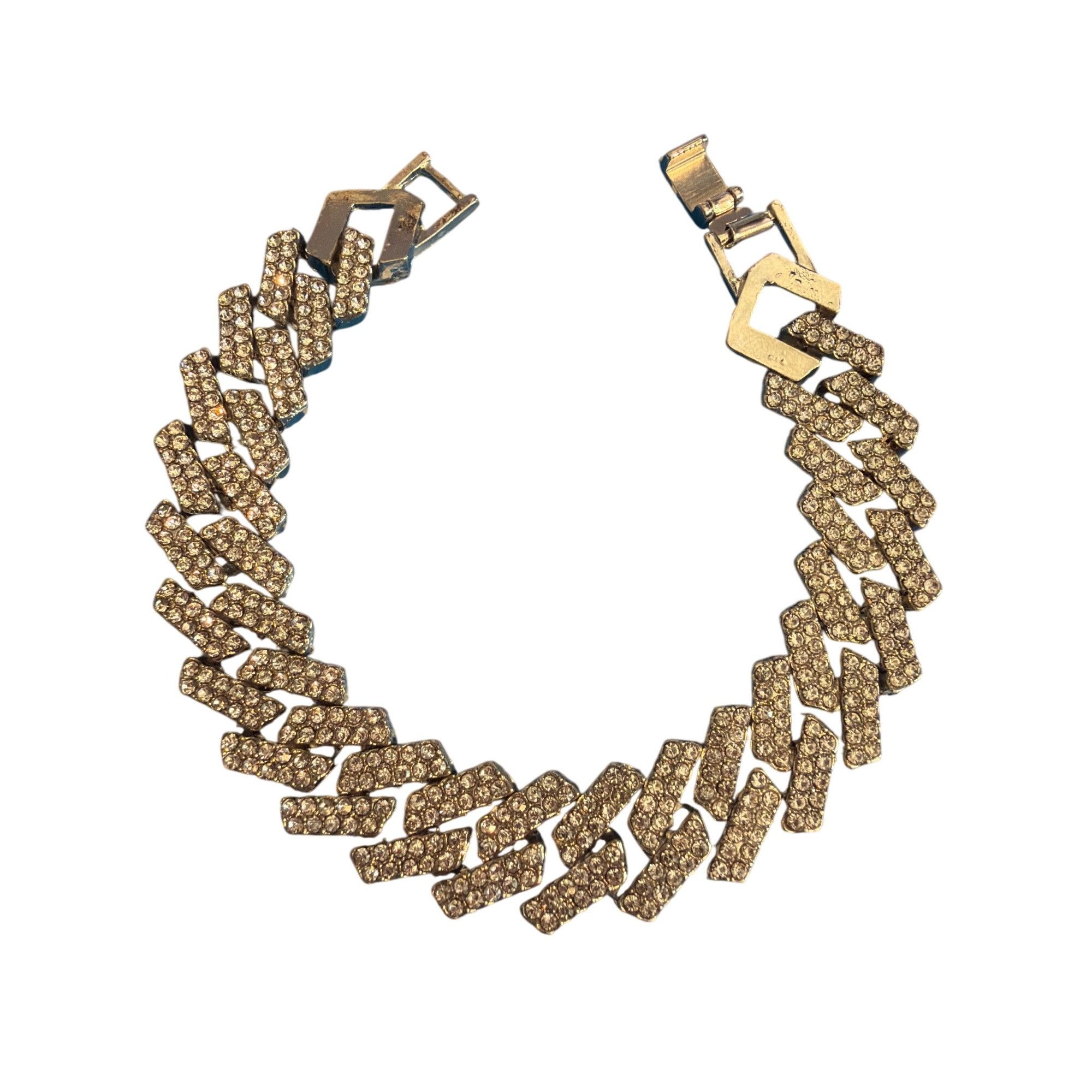 Other Pave Rhinestone Cuban Link Bracelet Silver Tone Iced Out Fol Size ONE SIZE - 3 Thumbnail