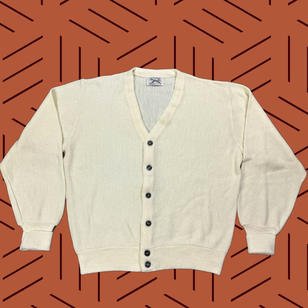 JCPenney VINTAGE JC PENNEY Fox Yellow Knit Wool Cardigan Sweater Men Small Casual Formal Golf 70s Preppy Size US S / EU 44-46 / 1 - 1 Thumbnail