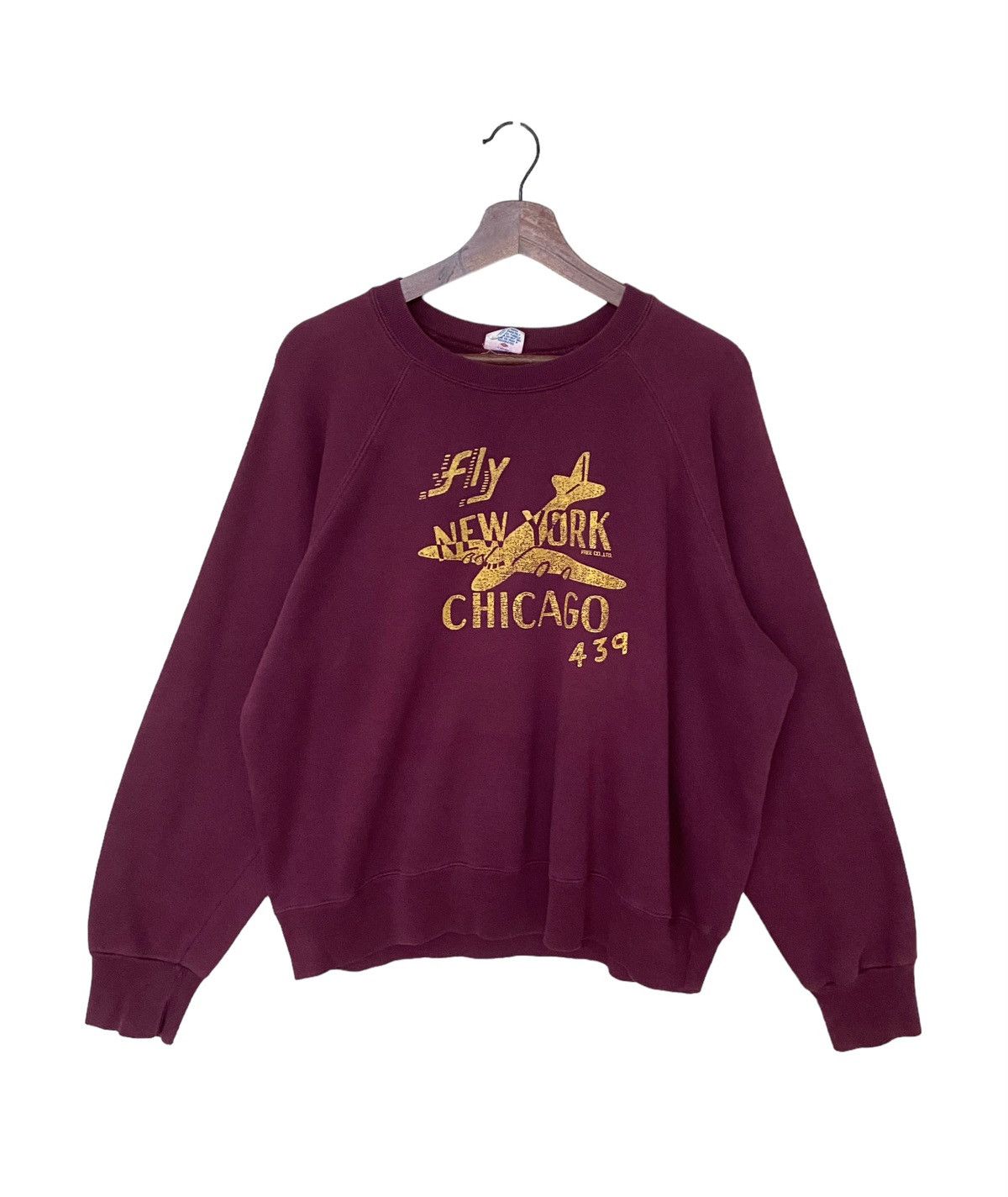 image of Vintage Fly New York Chicago Sweatshirt 1990S in Red, Men's (Size Large)