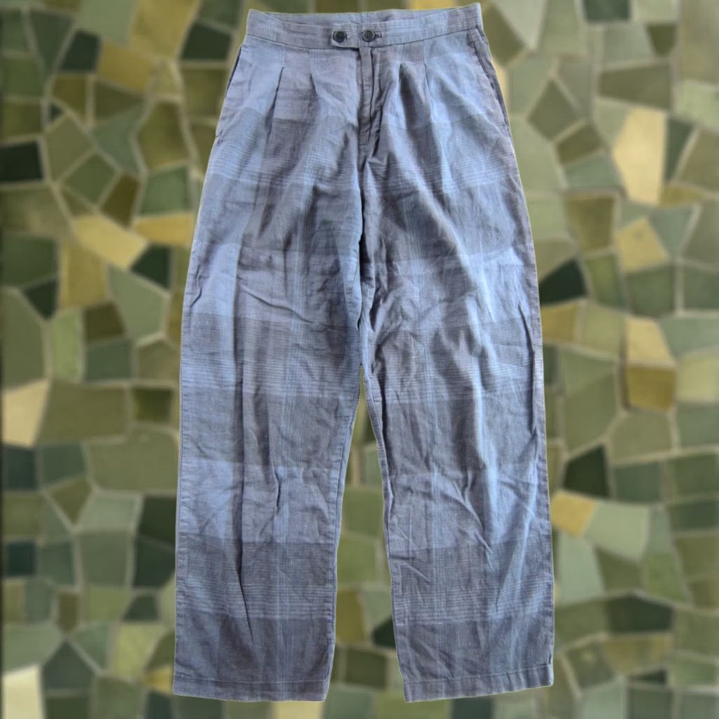 Vintage LACAUSA Hemp Cotton Blue Plaid High Rise Waist Pocket Chino Trouser 4 Size 27" / US 4 / IT 40 - 1 Thumbnail