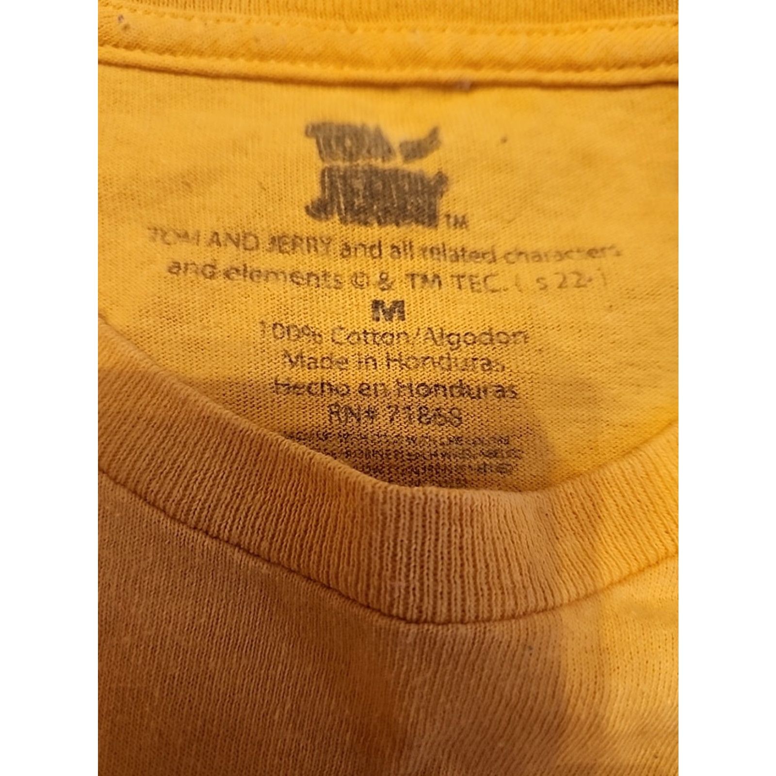Vintage Tom and Jerry T-Shirt Short Sleeve Yellow Men's Cartoon Crew Neck Medium Cotton Graphic Print T-Shirt Men's Regular Fit Size US M / EU 48-50 / 2 - 2 Thumbnail